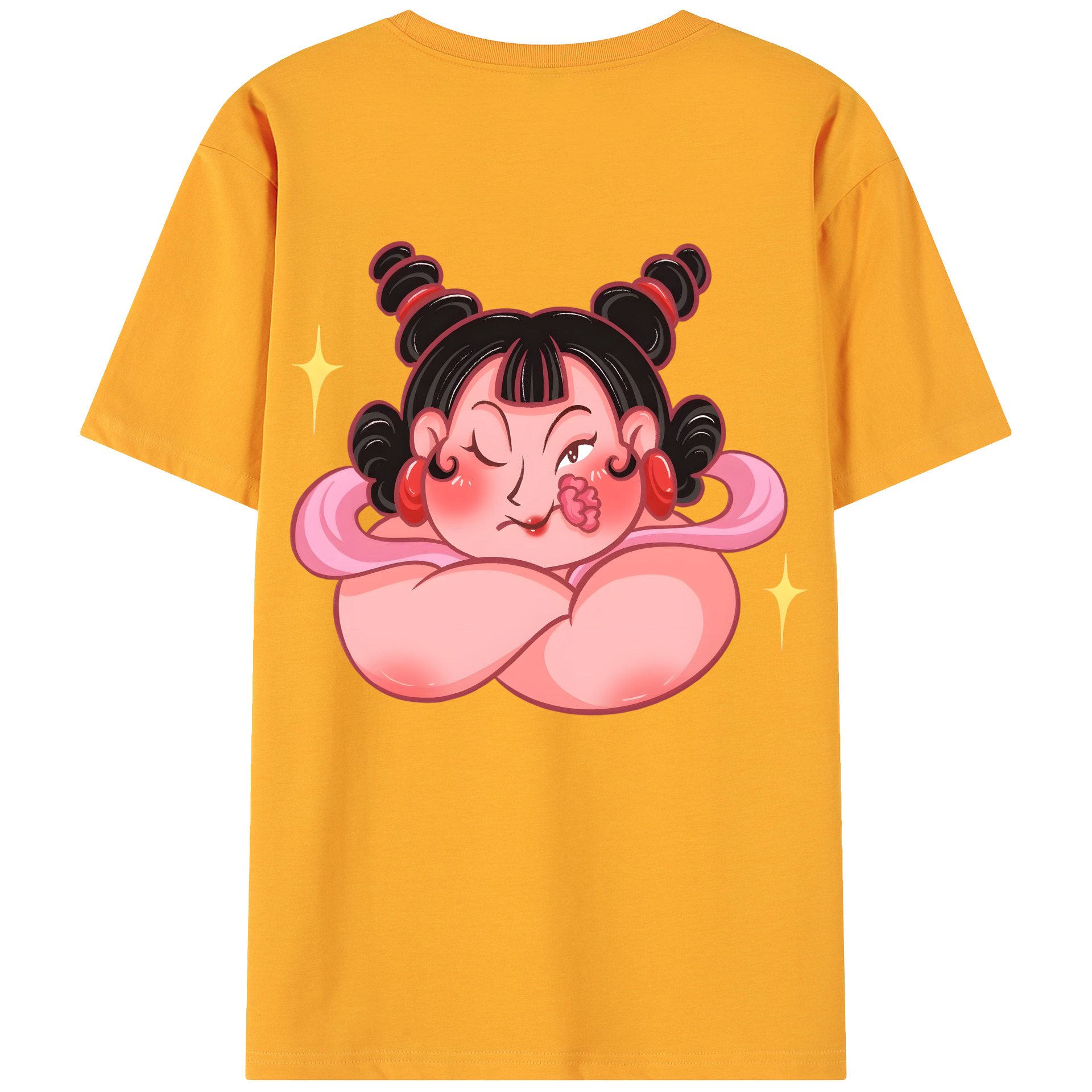 （画像用） Ne Zha 2 ナタ 魔童の大暴れ 綿100％ メンズ半袖Tシャツ（バックプリント） 通気性