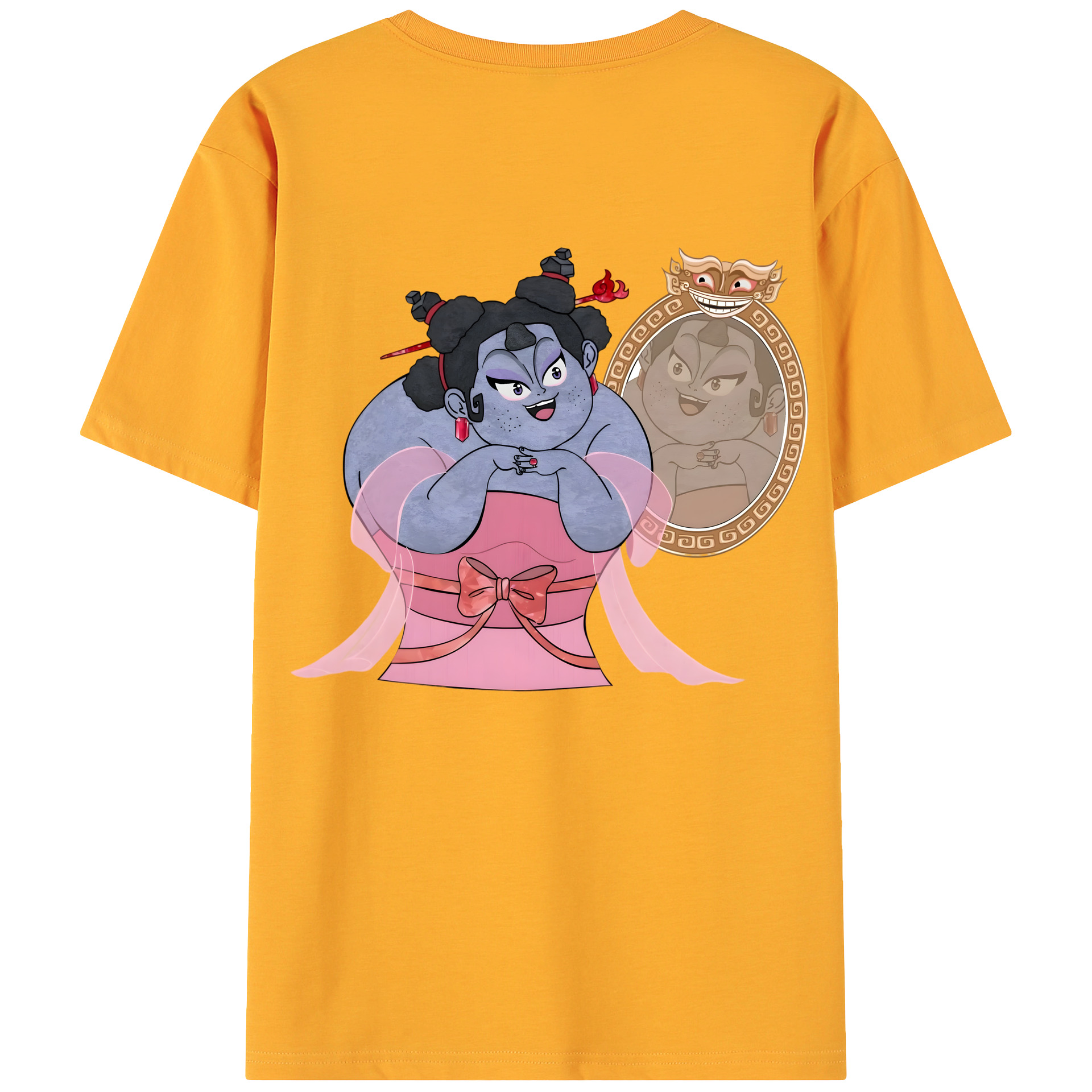 （画像用） Ne Zha 2 ナタ 魔童の大暴れ 綿100％ メンズ半袖Tシャツ（バックプリント） 通気性