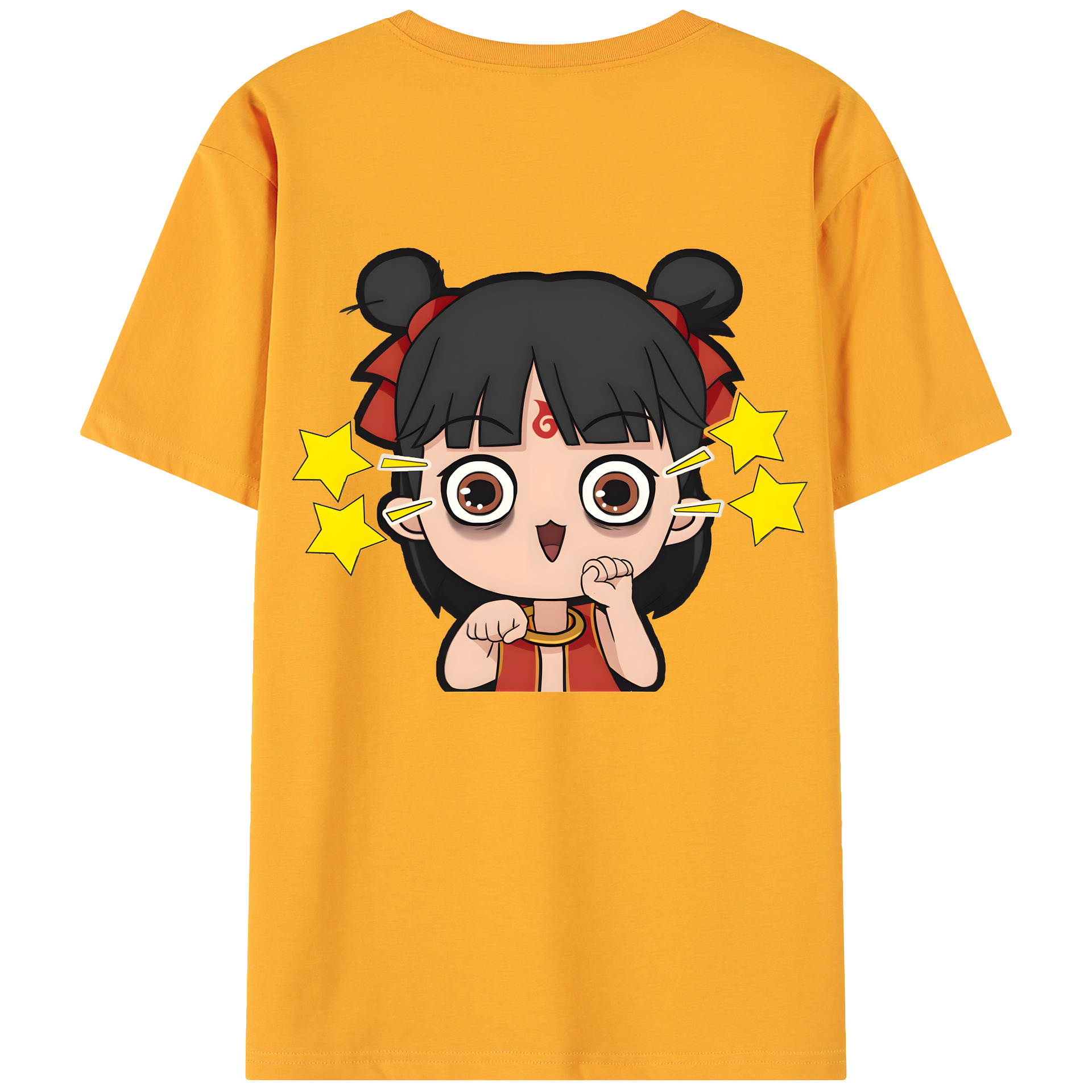 （画像用） Ne Zha 2 ナタ 魔童の大暴れ 綿100％ メンズ半袖Tシャツ（バックプリント） 通気性