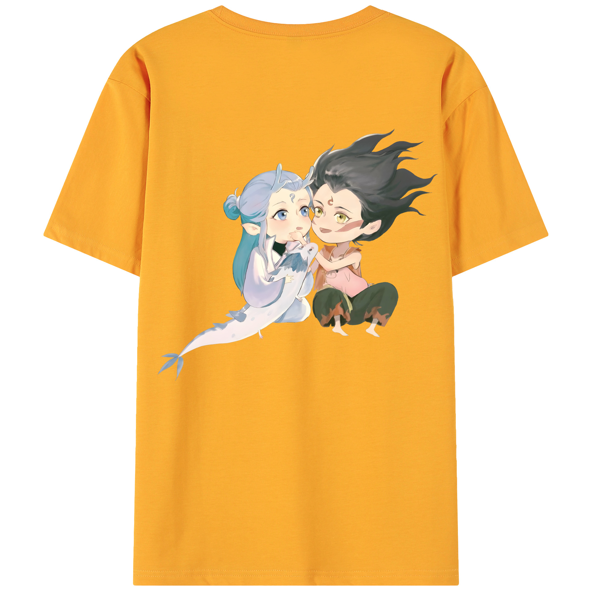（画像用） Ne Zha 2 ナタ 魔童の大暴れ 綿100％ メンズ半袖Tシャツ（バックプリント） 通気性