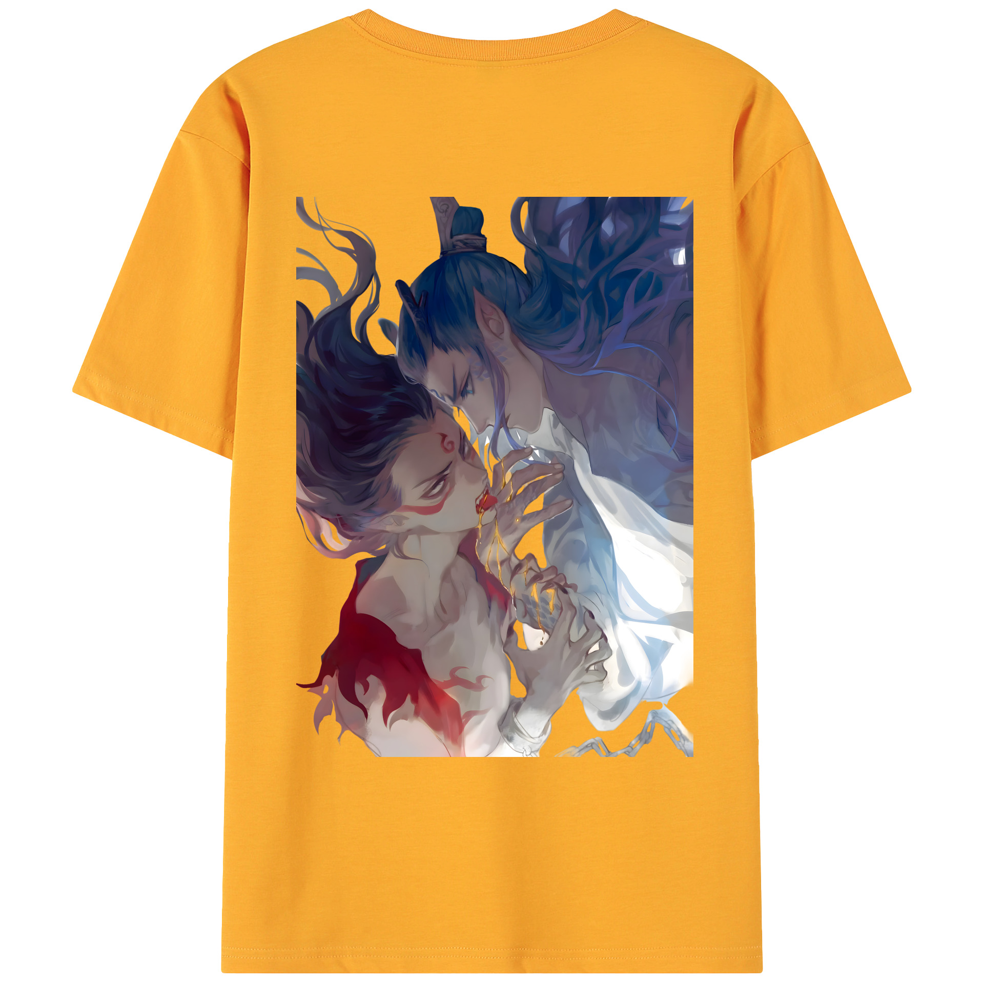 （画像用） Ne Zha 2 ナタ 魔童の大暴れ 綿100％ メンズ半袖Tシャツ（バックプリント） 通気性