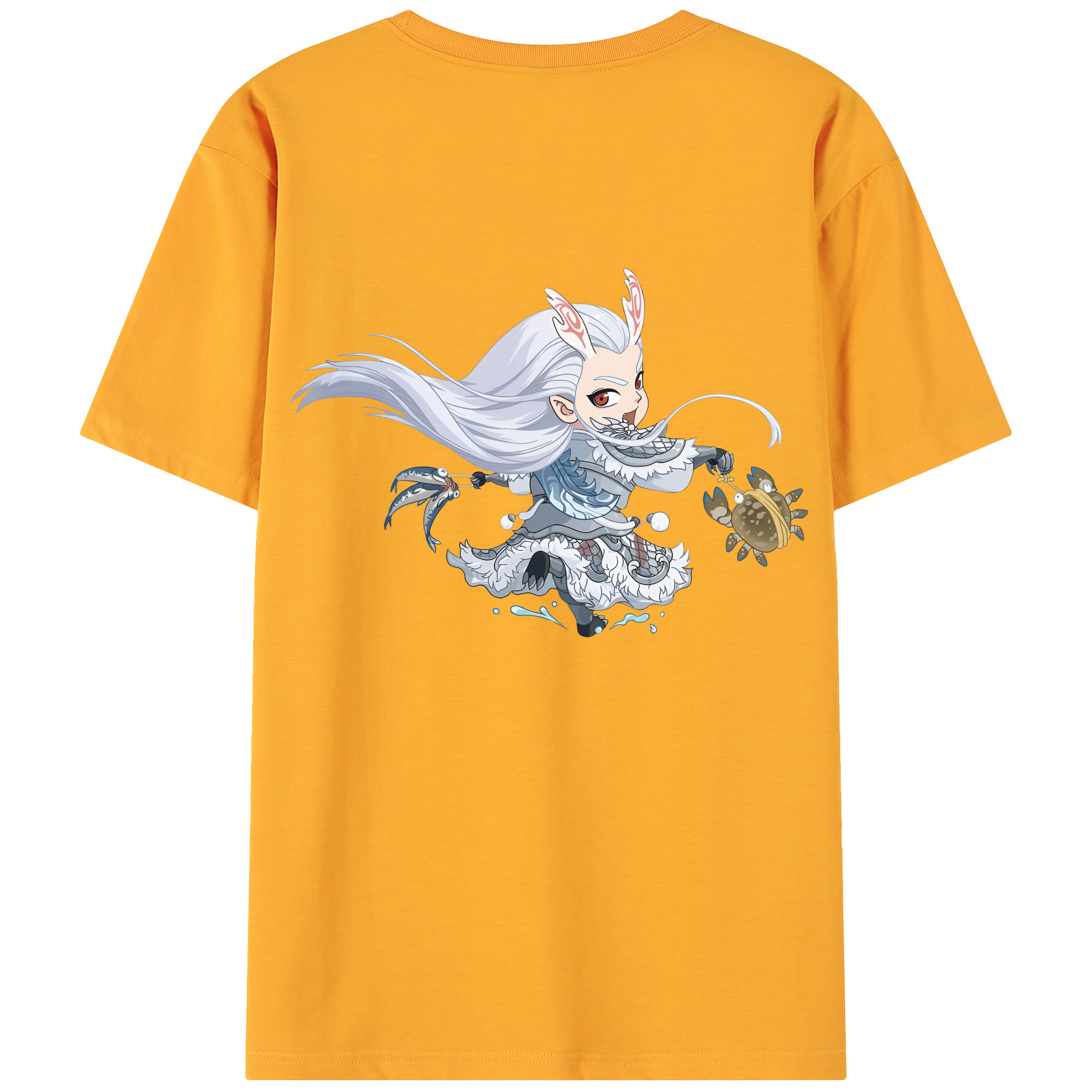 （画像用） Ne Zha 2 ナタ 魔童の大暴れ 綿100％ メンズ半袖Tシャツ（バックプリント） 通気性