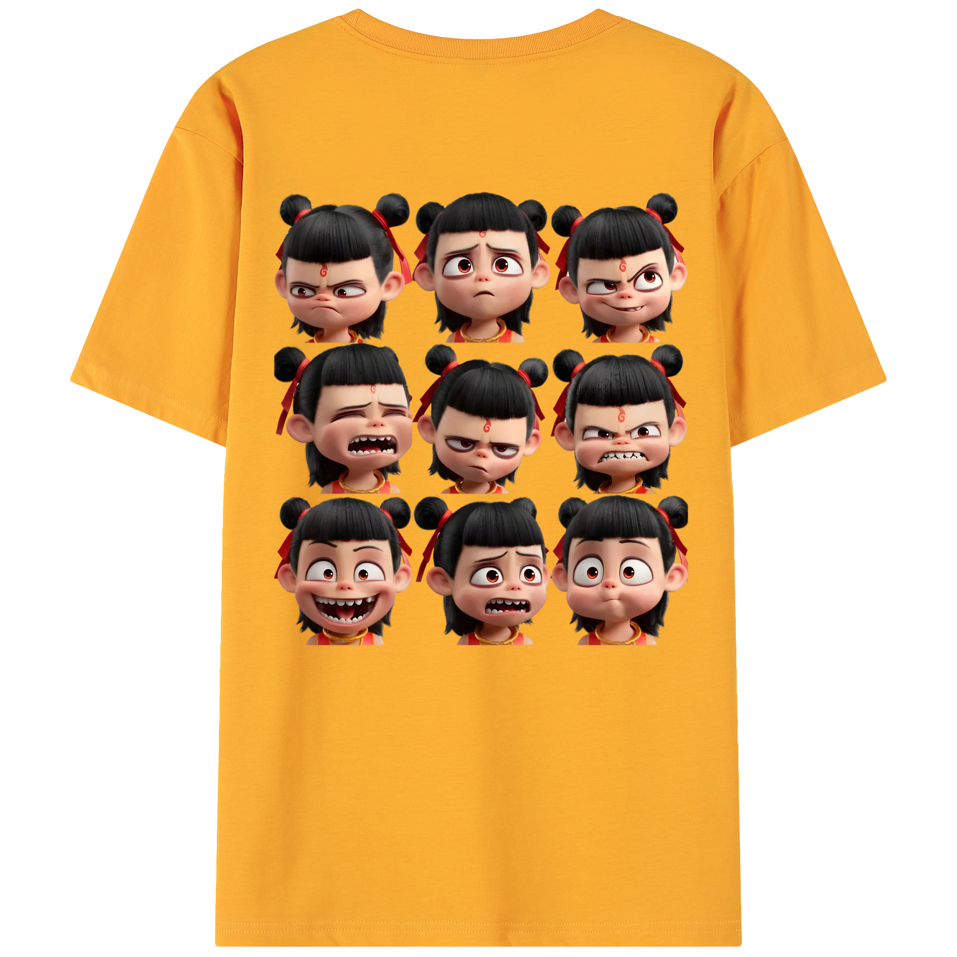 （画像用） Ne Zha 2 ナタ 魔童の大暴れ 綿100％ メンズ半袖Tシャツ（バックプリント） 通気性