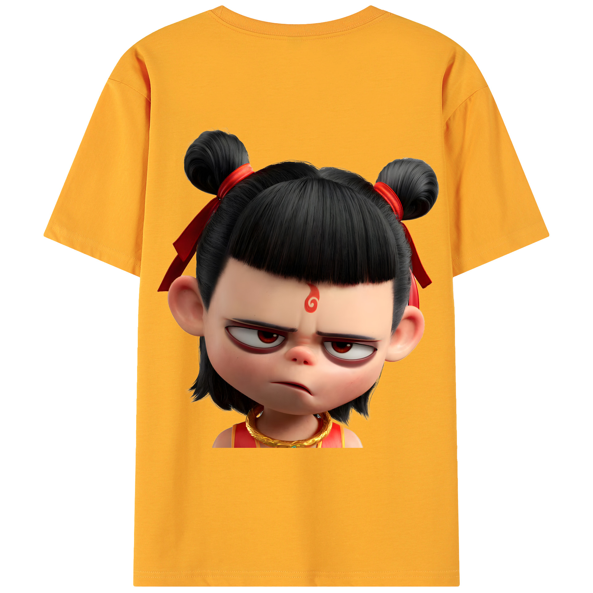 （画像用） Ne Zha 2 ナタ 魔童の大暴れ 綿100％ メンズ半袖Tシャツ（バックプリント） 通気性