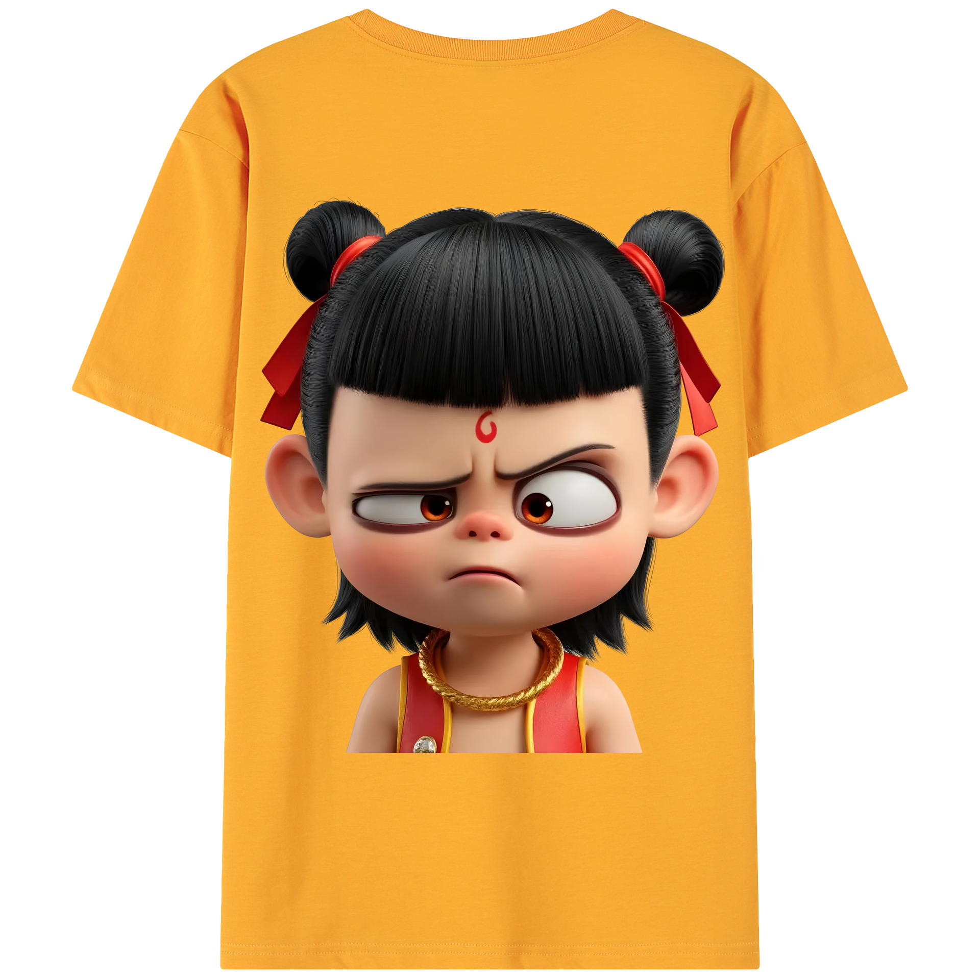 （画像用） Ne Zha 2 ナタ 魔童の大暴れ 綿100％ メンズ半袖Tシャツ（バックプリント） 通気性