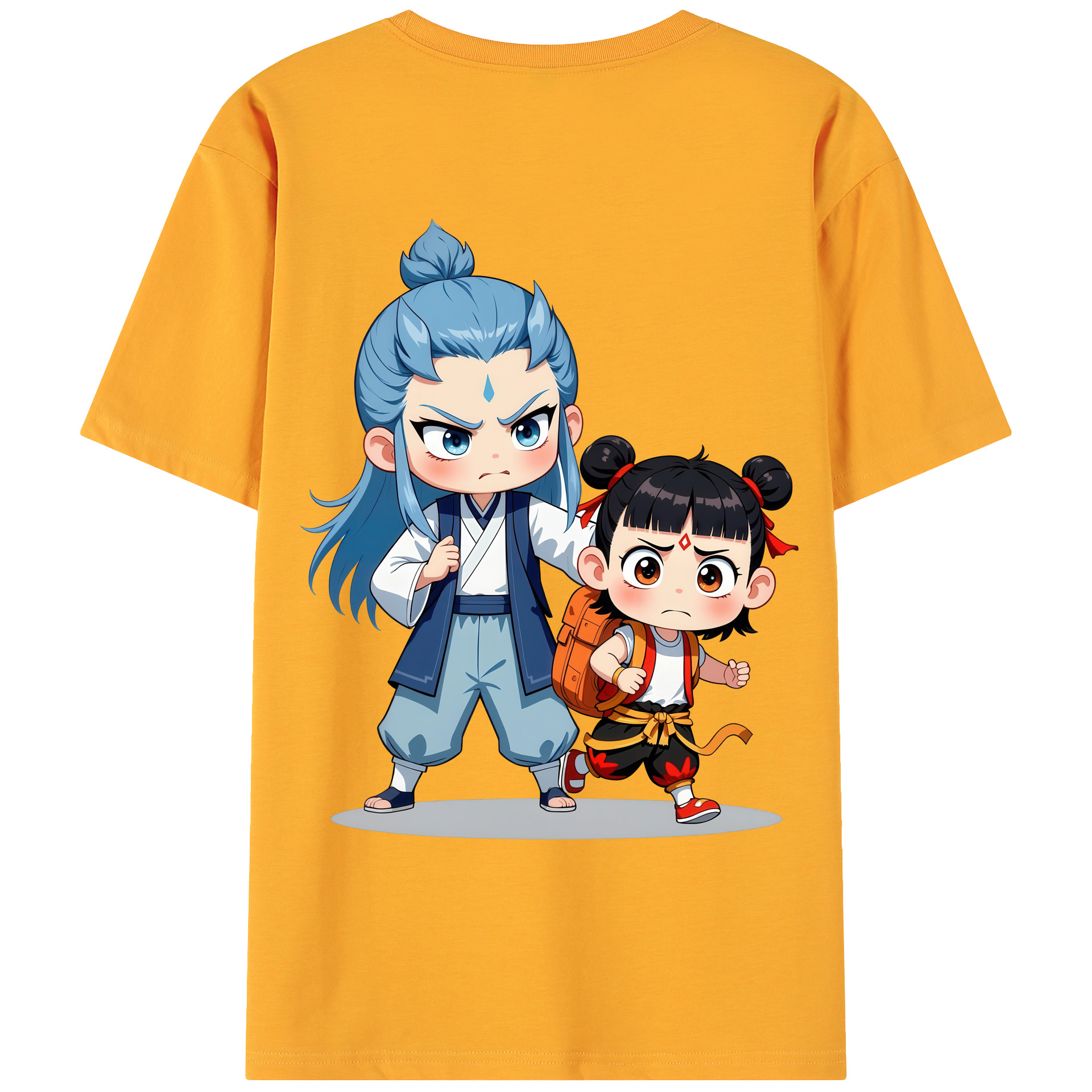 （画像用） Ne Zha 2 ナタ 魔童の大暴れ 綿100％ メンズ半袖Tシャツ（バックプリント） 通気性