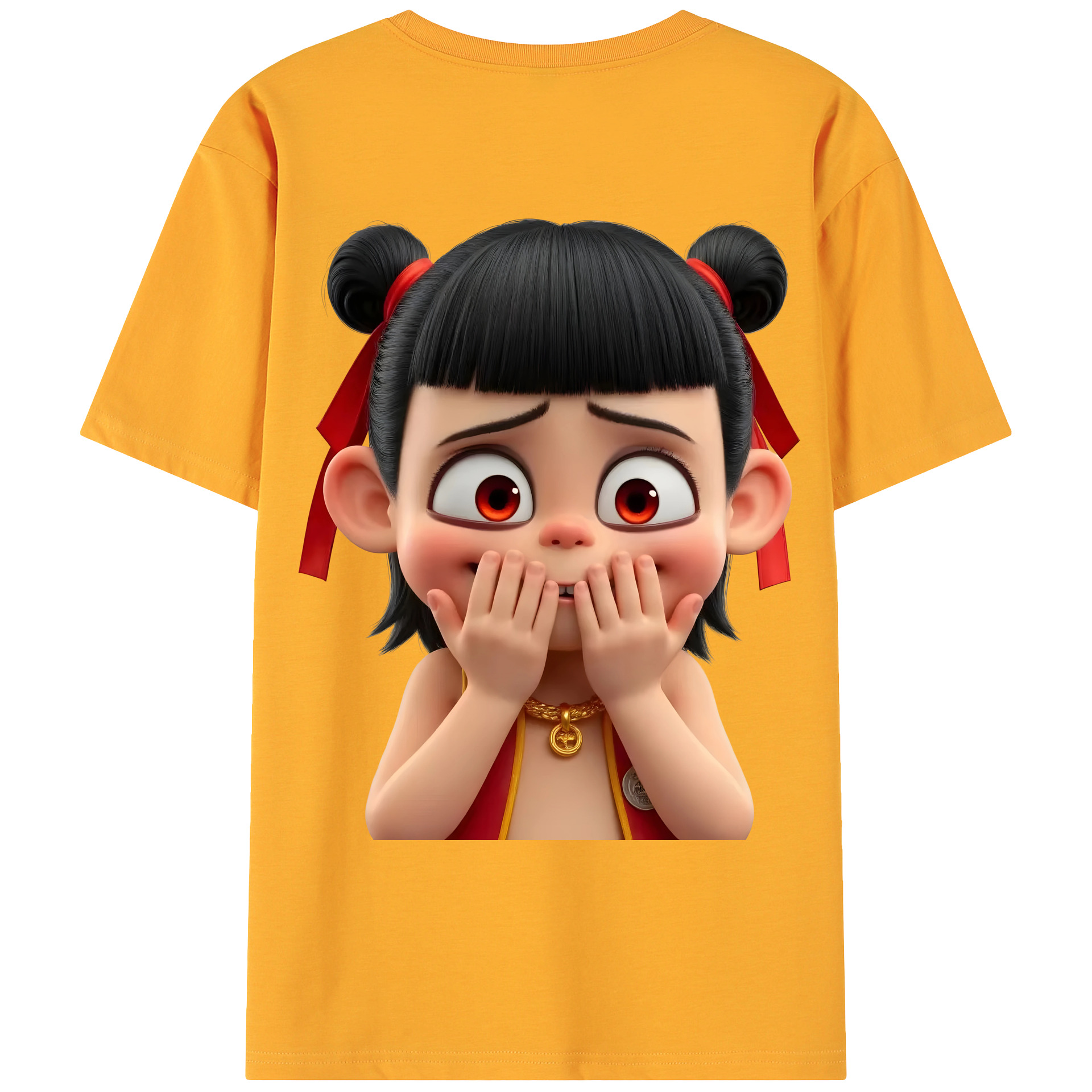 （画像用） Ne Zha 2 ナタ 魔童の大暴れ 綿100％ メンズ半袖Tシャツ（バックプリント） 通気性