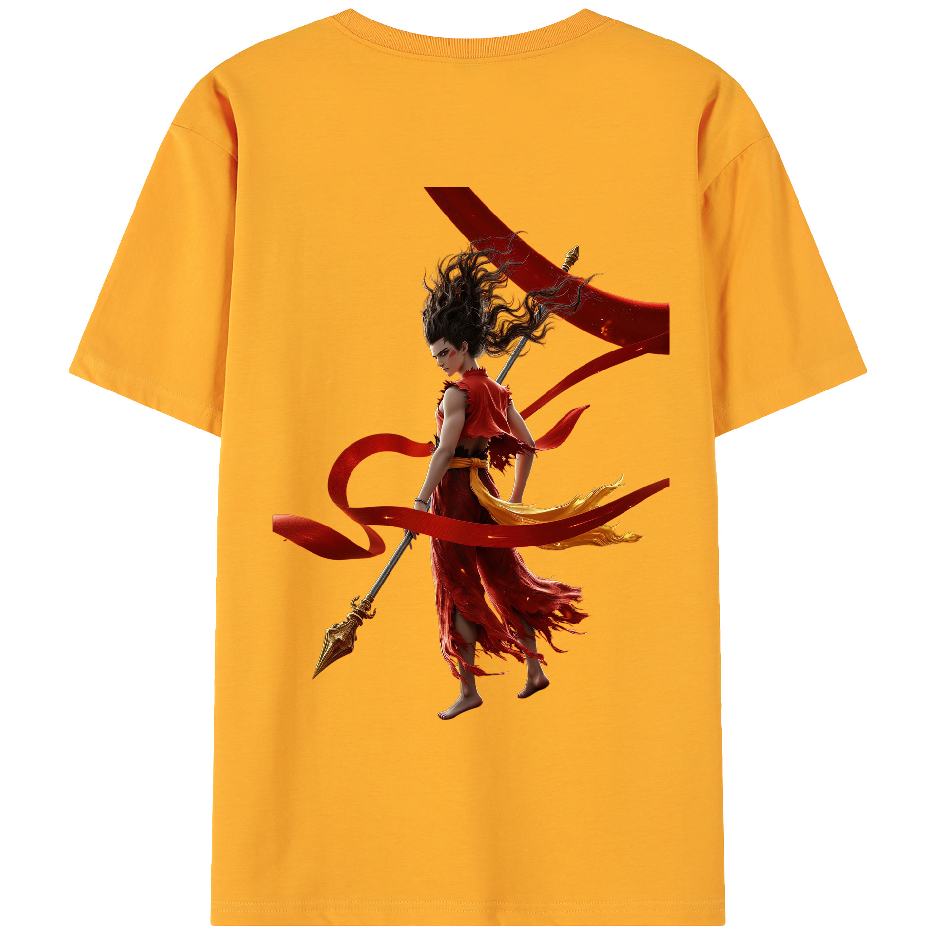 （画像用） Ne Zha 2 ナタ 魔童の大暴れ 綿100％ メンズ半袖Tシャツ（バックプリント） 通気性