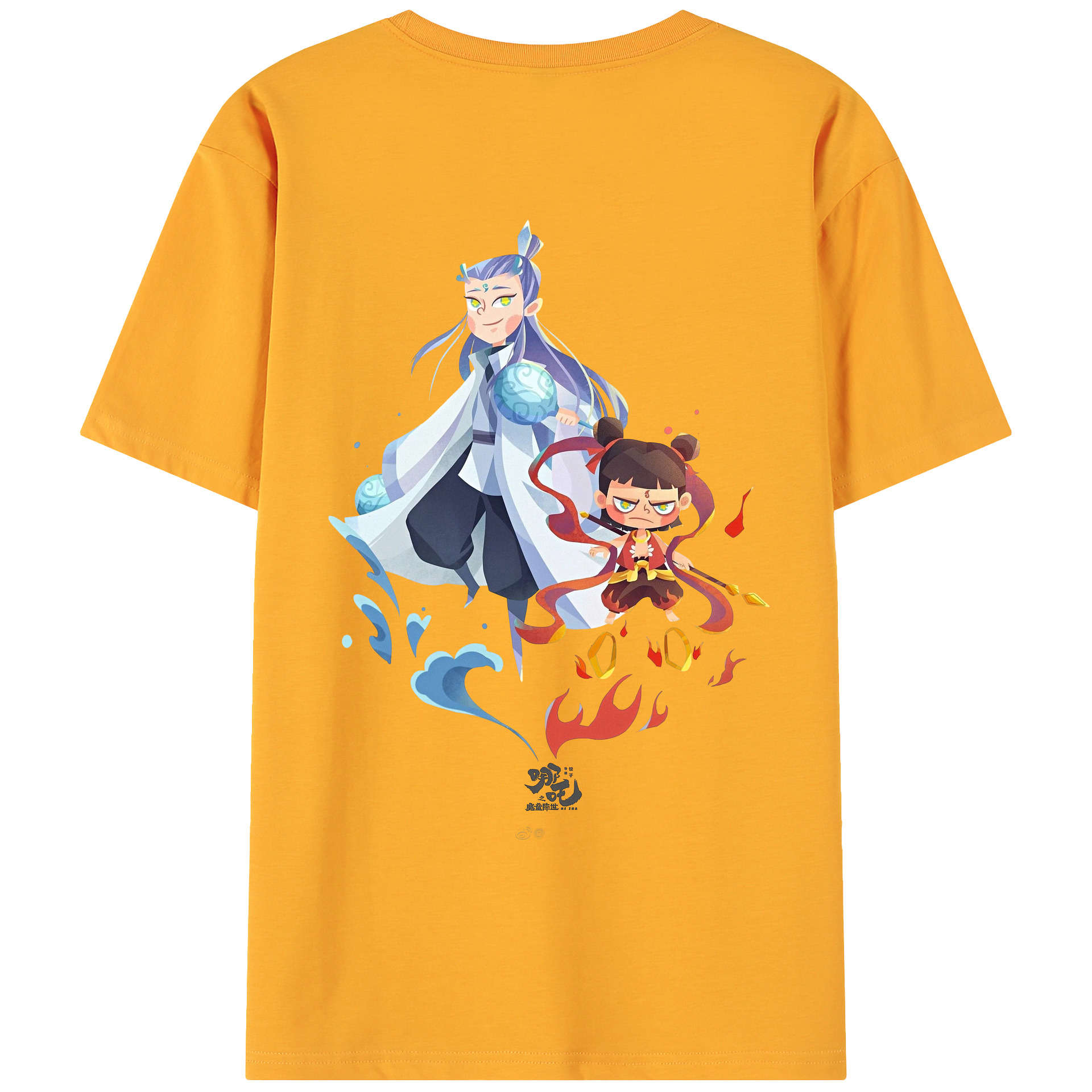 （画像用） Ne Zha 2 ナタ 魔童の大暴れ 綿100％ メンズ半袖Tシャツ（バックプリント） 通気性