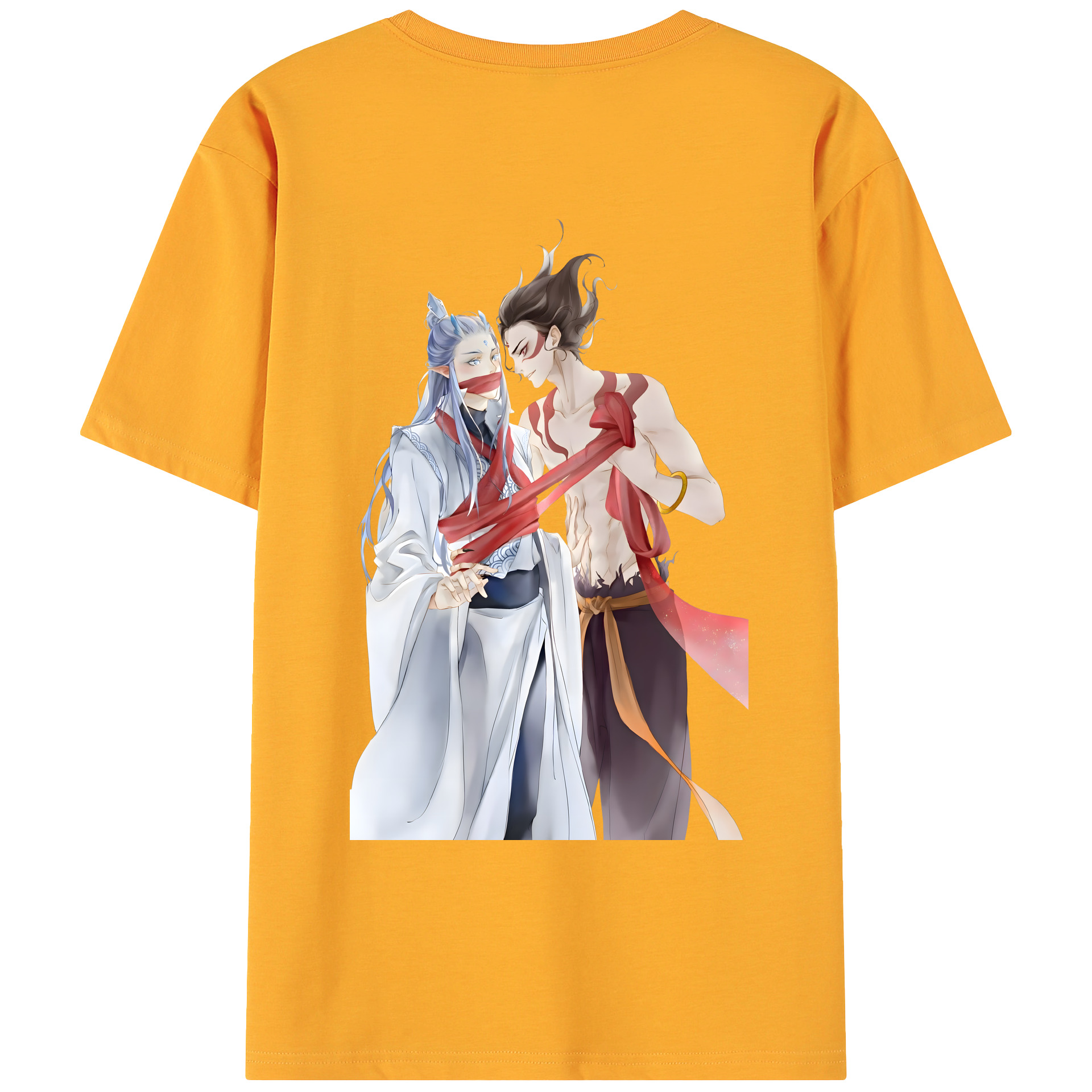 （画像用） Ne Zha 2 ナタ 魔童の大暴れ 綿100％ メンズ半袖Tシャツ（バックプリント） 通気性