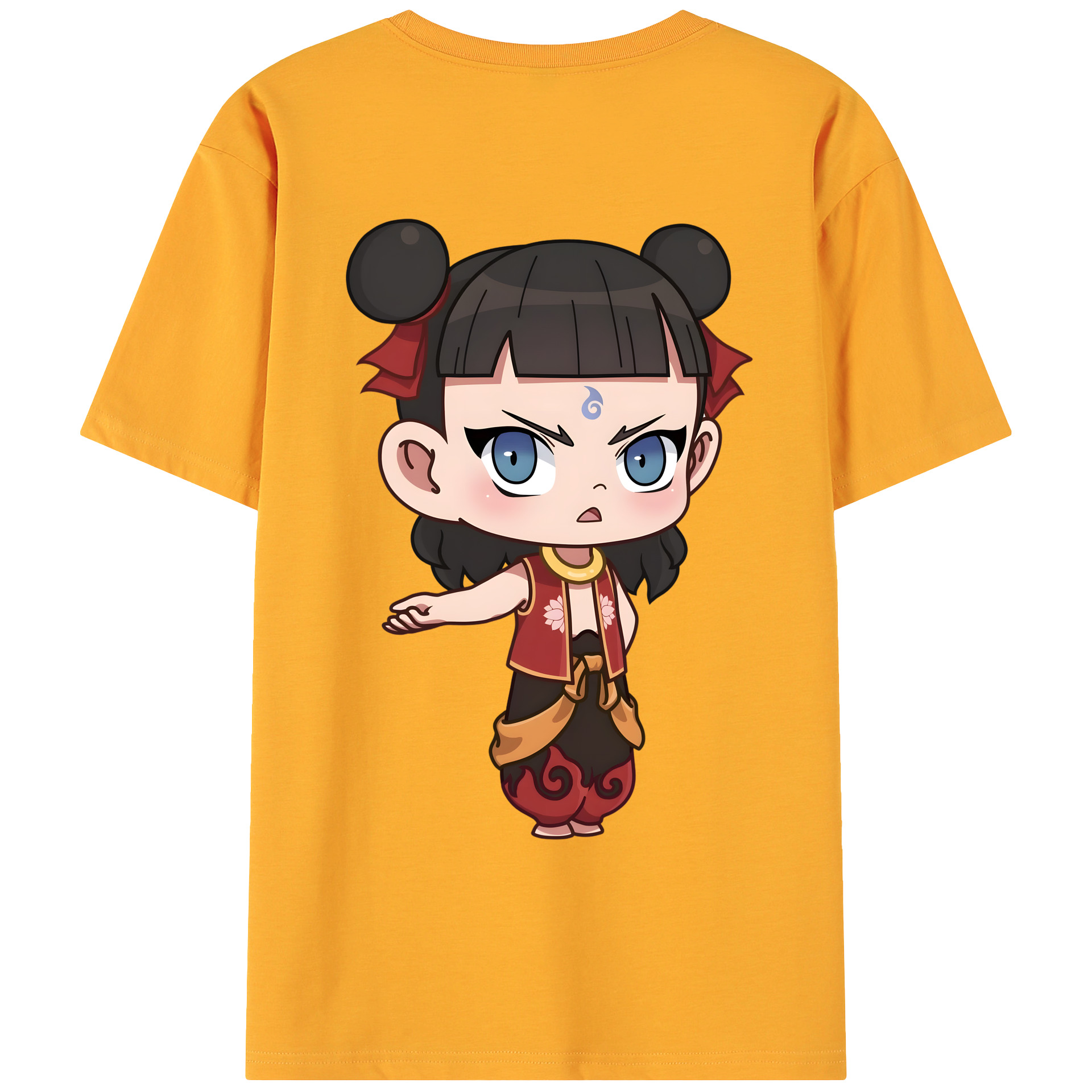 （画像用） Ne Zha 2 ナタ 魔童の大暴れ 綿100％ メンズ半袖Tシャツ（バックプリント） 通気性