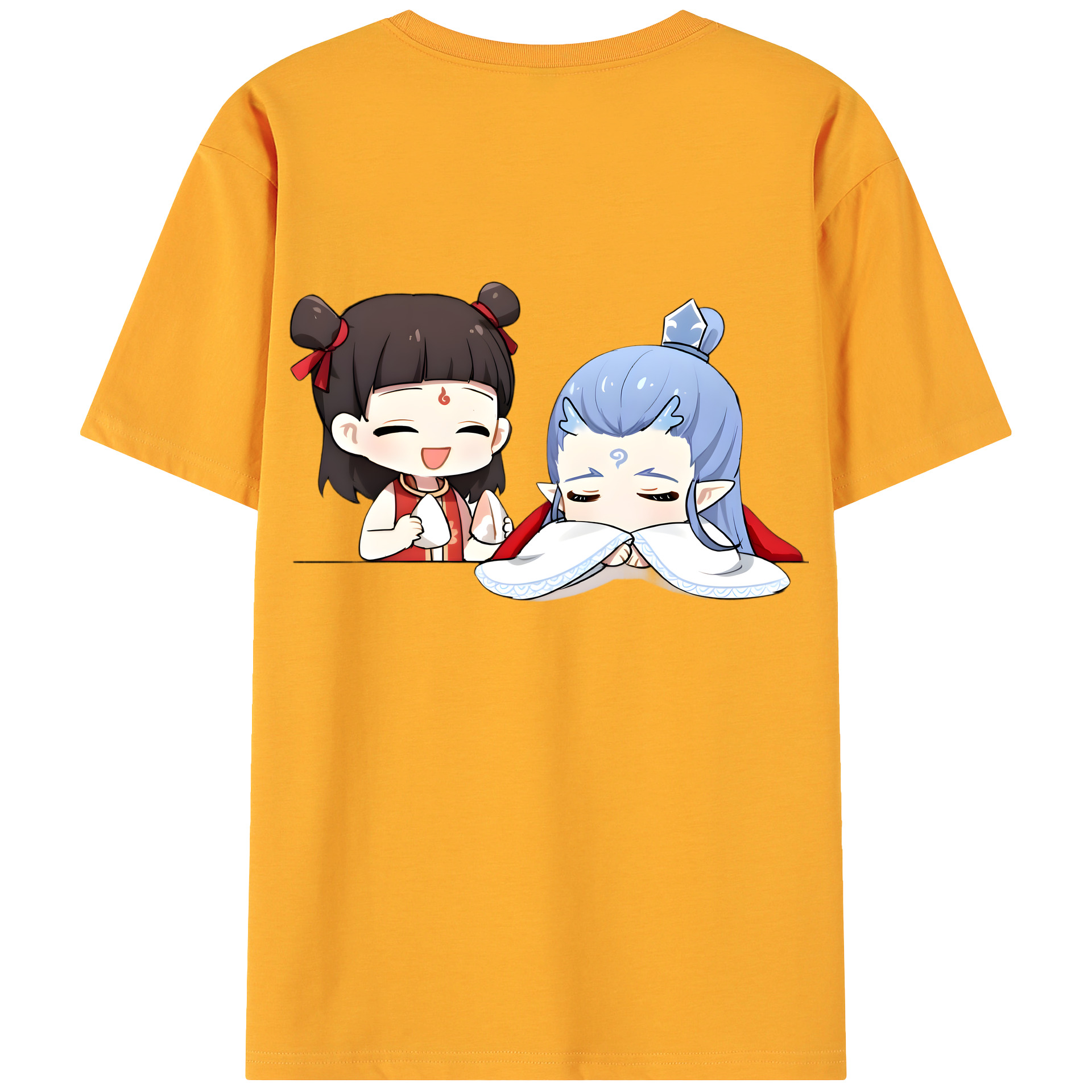 （画像用） Ne Zha 2 ナタ 魔童の大暴れ 綿100％ メンズ半袖Tシャツ（バックプリント） 通気性