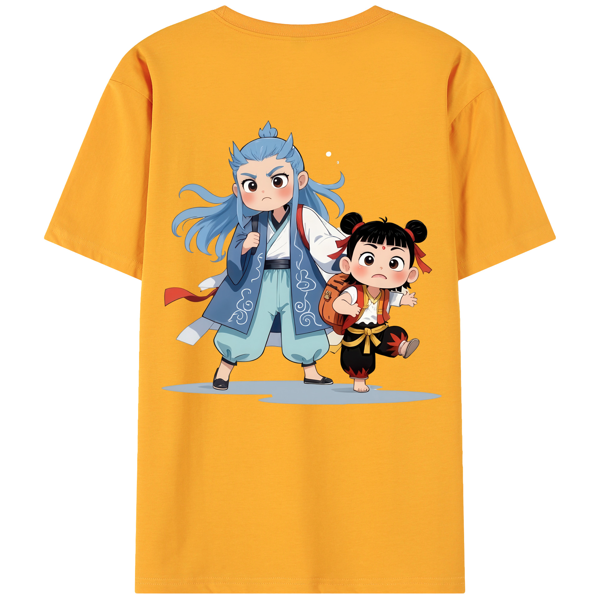 （画像用） Ne Zha 2 ナタ 魔童の大暴れ 綿100％ メンズ半袖Tシャツ（バックプリント） 通気性