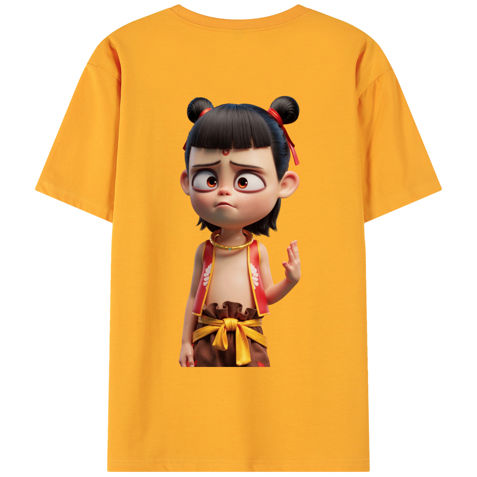 （画像用） Ne Zha 2 ナタ 魔童の大暴れ 綿100％ メンズ半袖Tシャツ（バックプリント） 通気性