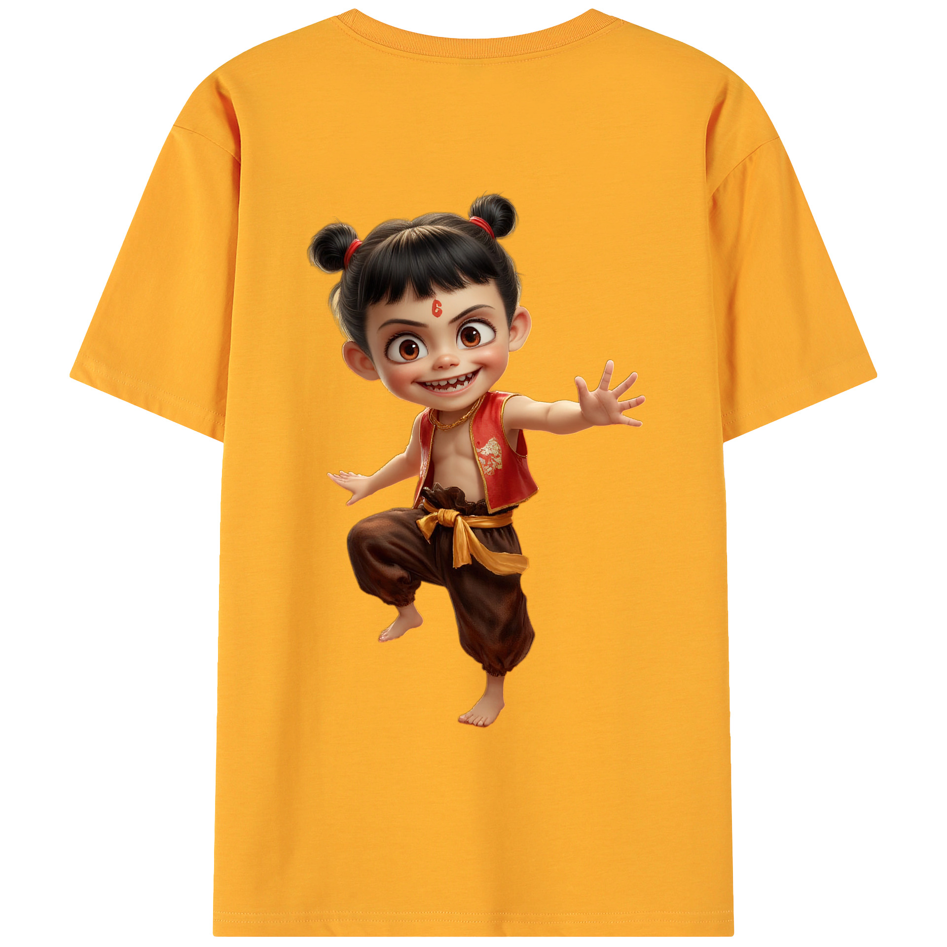 （画像用） Ne Zha 2 ナタ 魔童の大暴れ 綿100％ メンズ半袖Tシャツ（バックプリント） 通気性