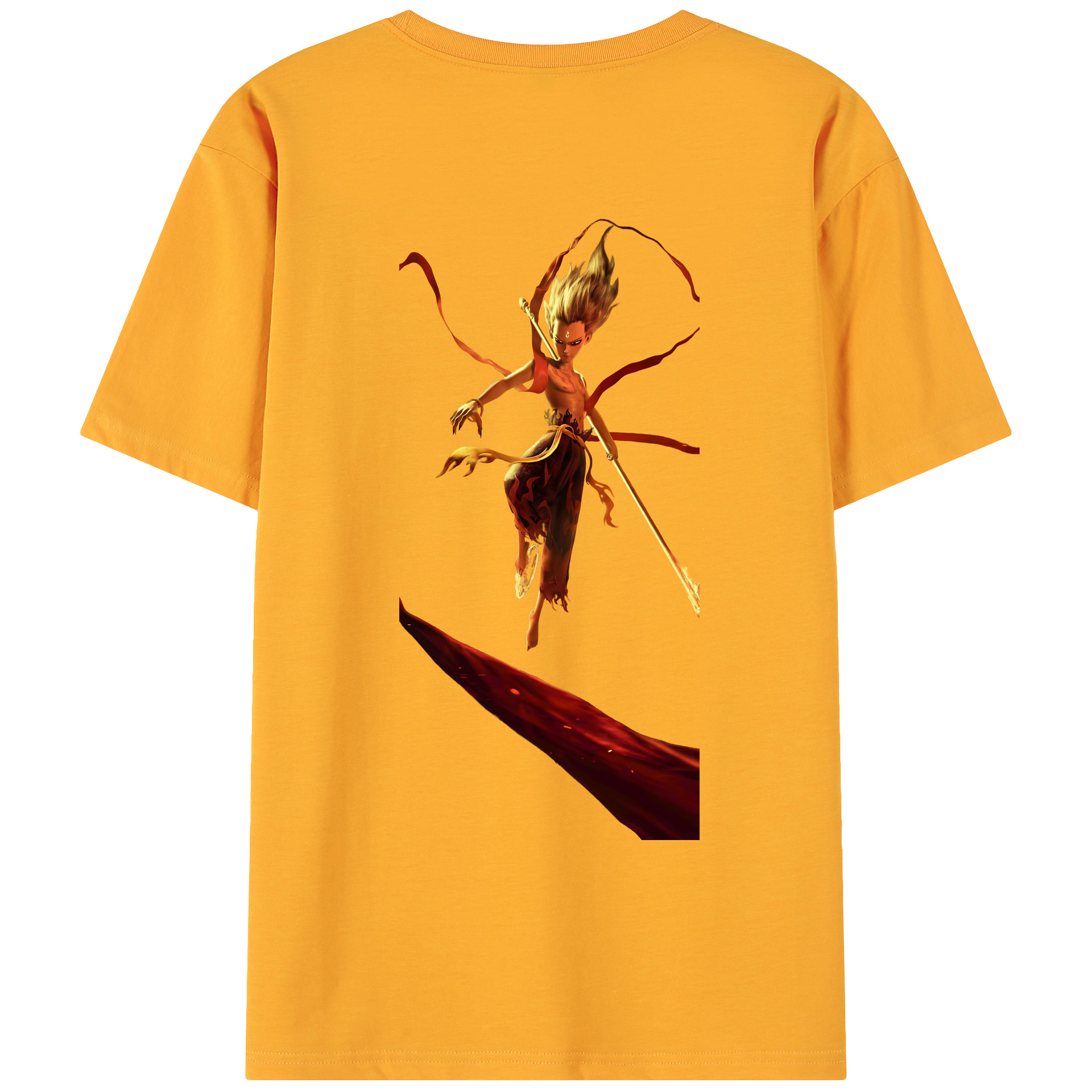 （画像用） Ne Zha 2 ナタ 魔童の大暴れ 綿100％ メンズ半袖Tシャツ（バックプリント） 通気性