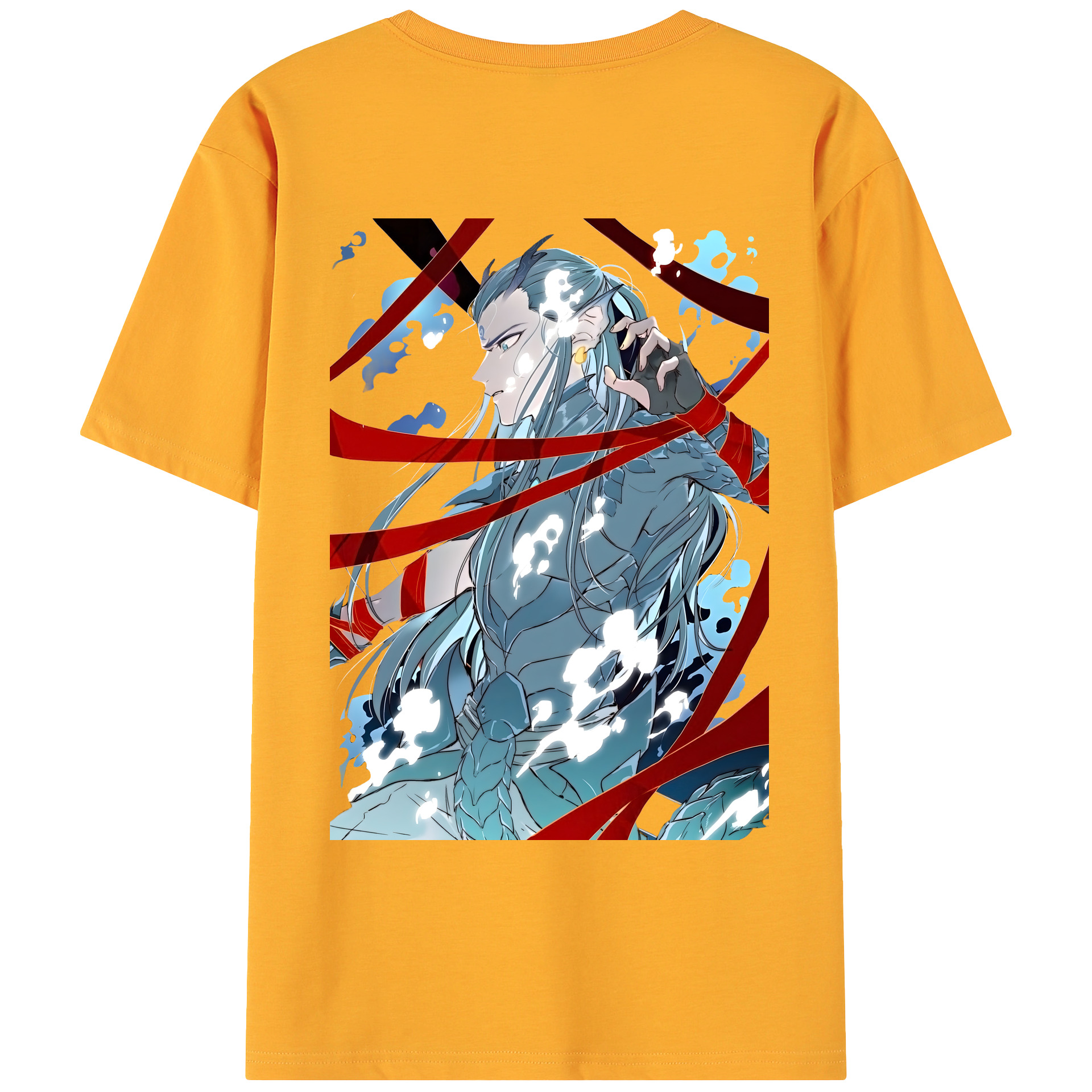 （画像用） Ne Zha 2 ナタ 魔童の大暴れ 綿100％ メンズ半袖Tシャツ（バックプリント） 通気性