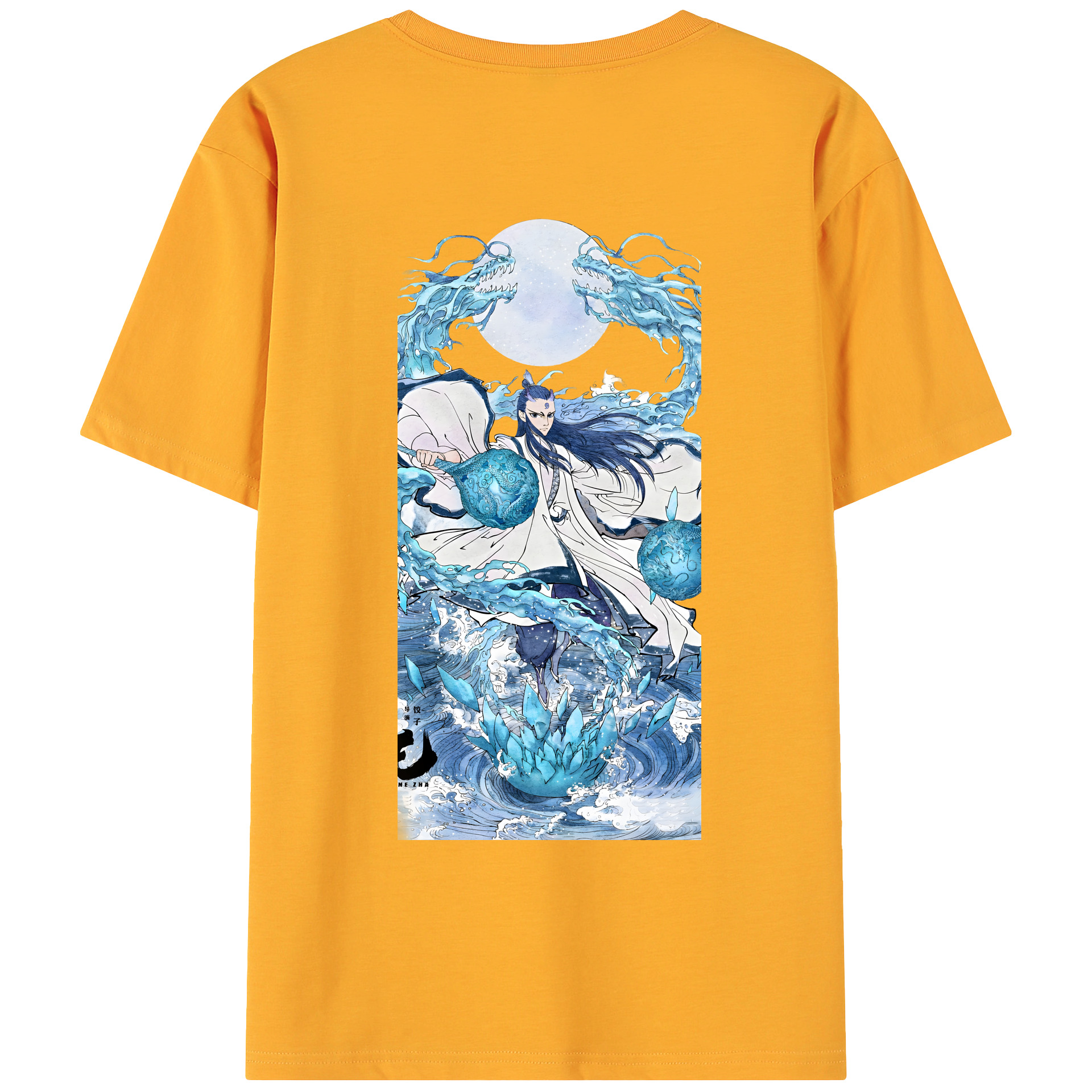 （画像用） Ne Zha 2 ナタ 魔童の大暴れ 綿100％ メンズ半袖Tシャツ（バックプリント） 通気性