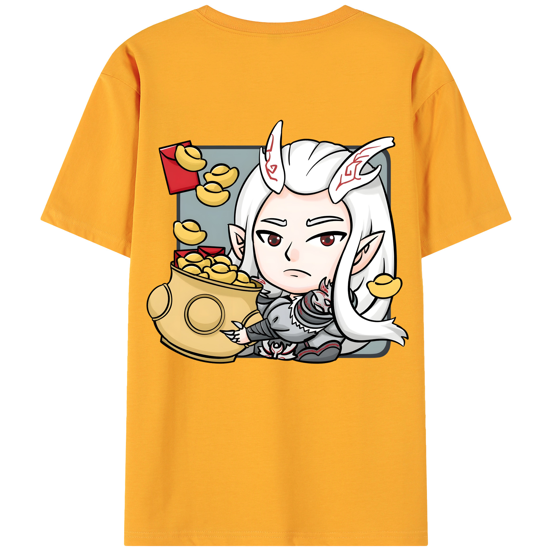 （画像用） Ne Zha 2 ナタ 魔童の大暴れ 綿100％ メンズ半袖Tシャツ（バックプリント） 通気性