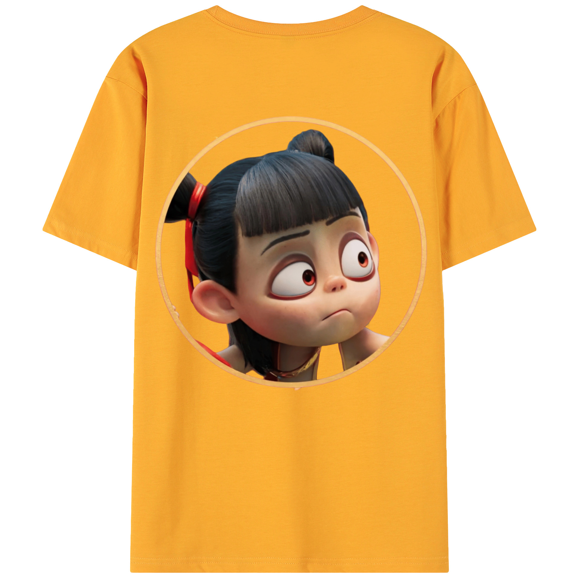 （画像用） Ne Zha 2 ナタ 魔童の大暴れ 綿100％ メンズ半袖Tシャツ（バックプリント） 通気性