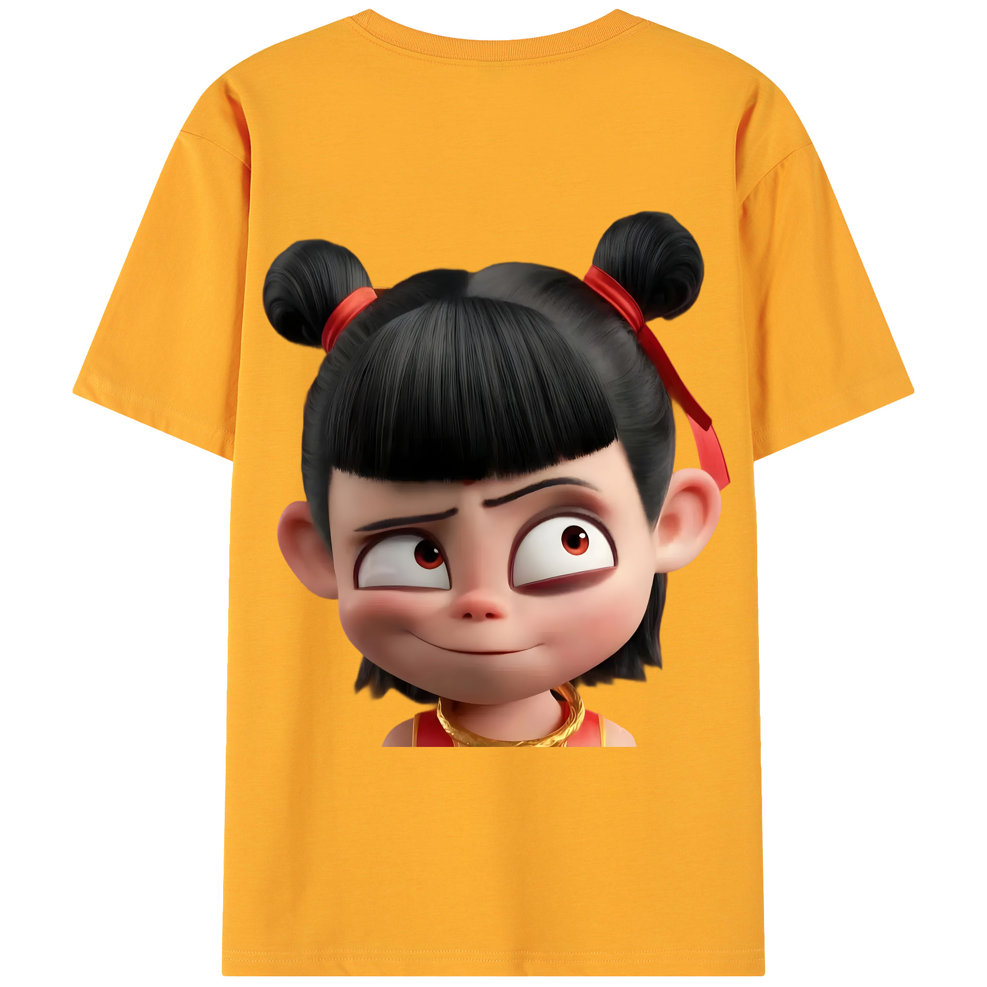 （画像用） Ne Zha 2 ナタ 魔童の大暴れ 綿100％ メンズ半袖Tシャツ（バックプリント） 通気性