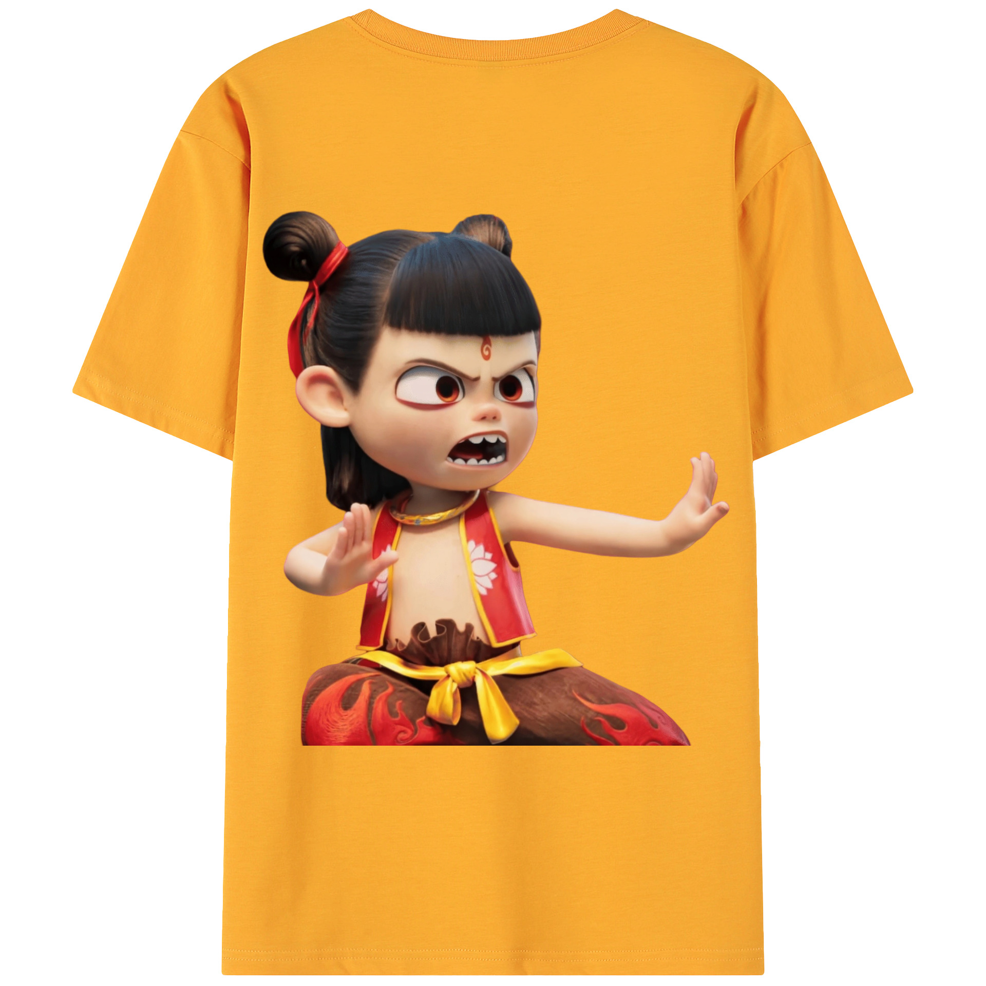 （画像用） Ne Zha 2 ナタ 魔童の大暴れ 綿100％ メンズ半袖Tシャツ（バックプリント） 通気性
