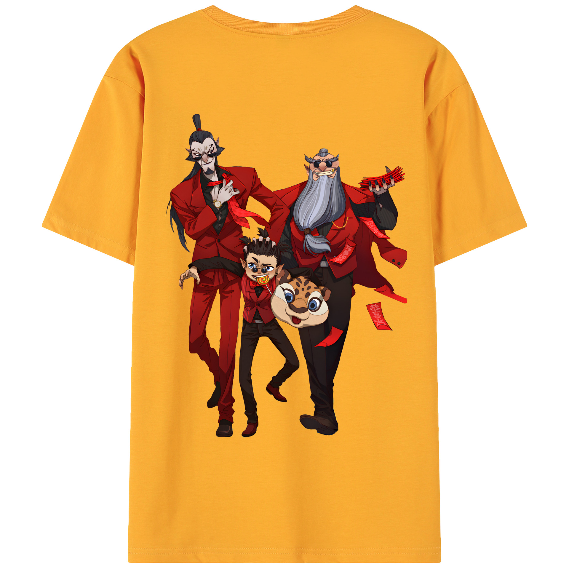 （画像用） Ne Zha 2 ナタ 魔童の大暴れ 綿100％ メンズ半袖Tシャツ（バックプリント） 通気性