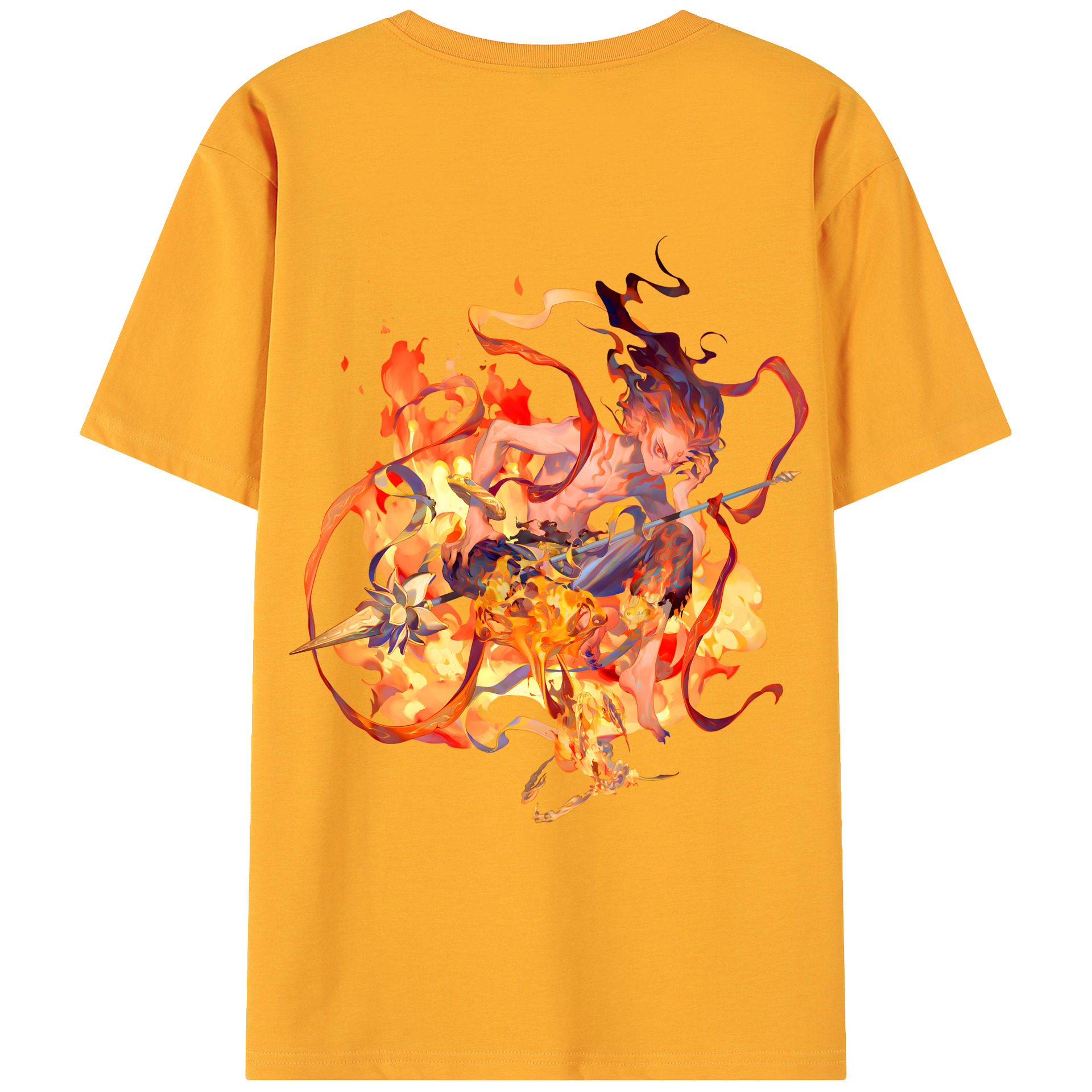 （画像用） Ne Zha 2 ナタ 魔童の大暴れ 綿100％ メンズ半袖Tシャツ（バックプリント） 通気性