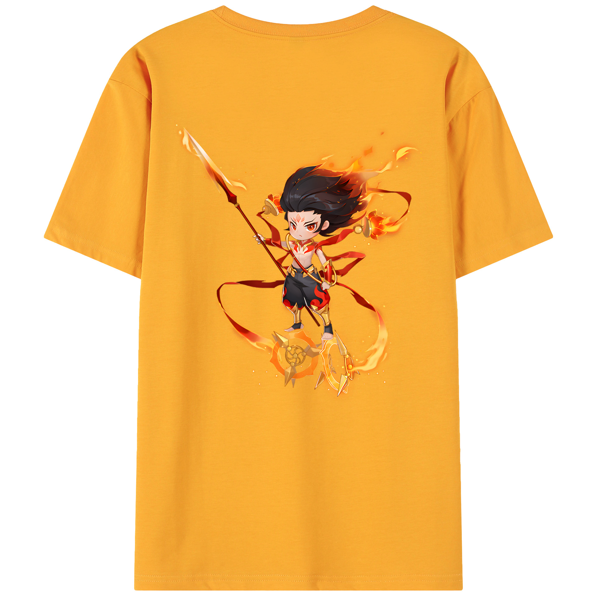 （画像用） Ne Zha 2 ナタ 魔童の大暴れ 綿100％ メンズ半袖Tシャツ（バックプリント） 通気性