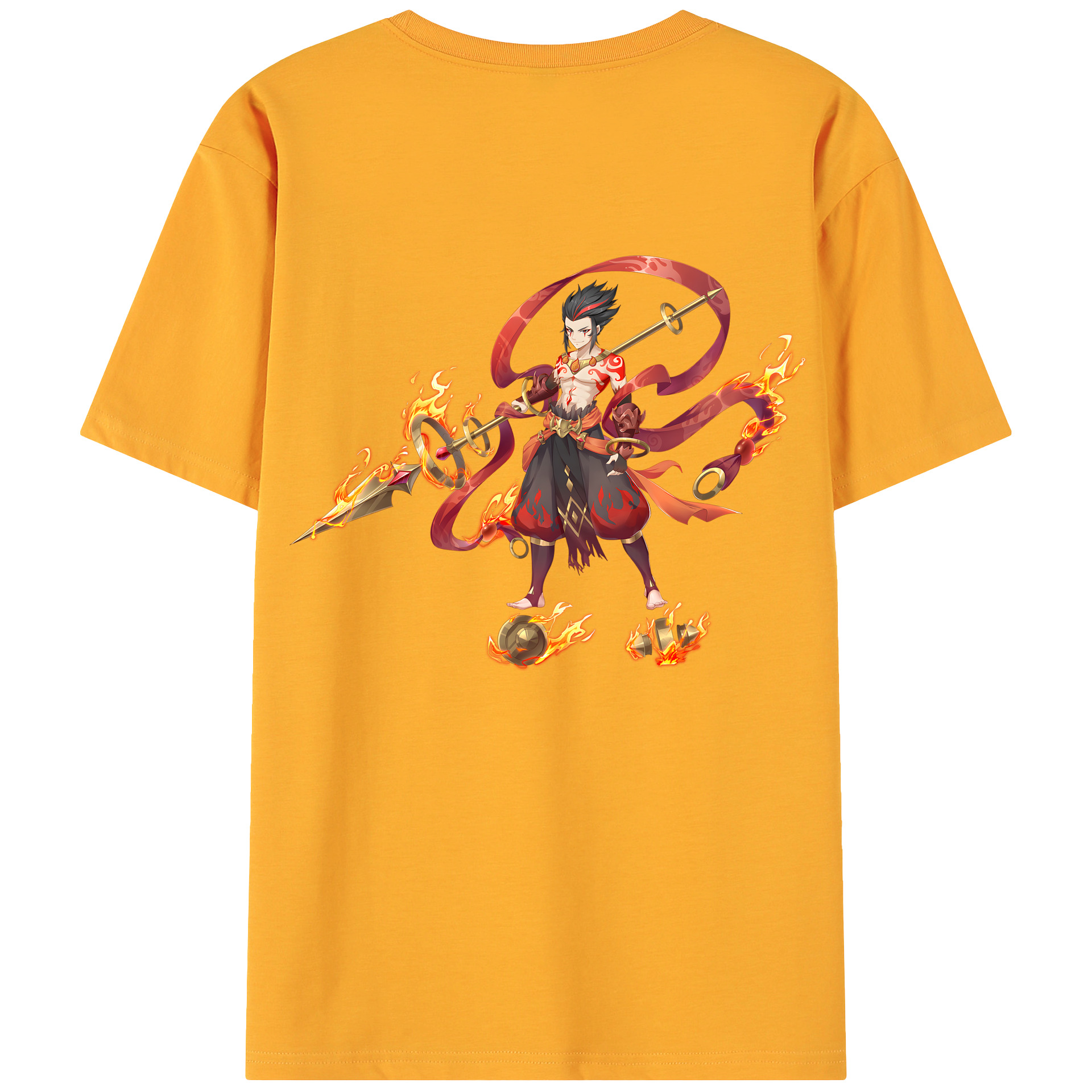 （画像用） Ne Zha 2 ナタ 魔童の大暴れ 綿100％ メンズ半袖Tシャツ（バックプリント） 通気性