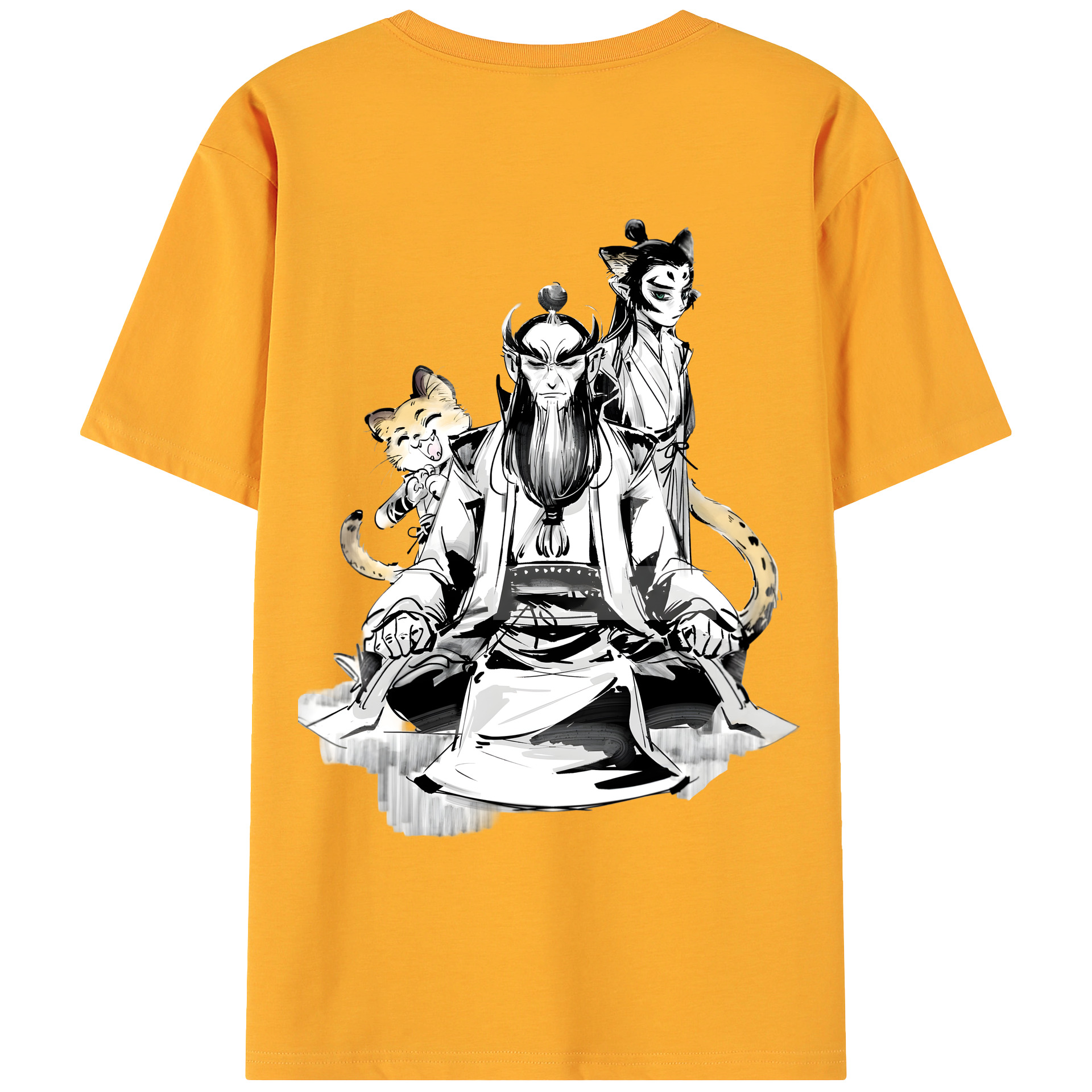 （画像用） Ne Zha 2 ナタ 魔童の大暴れ 綿100％ メンズ半袖Tシャツ（バックプリント） 通気性