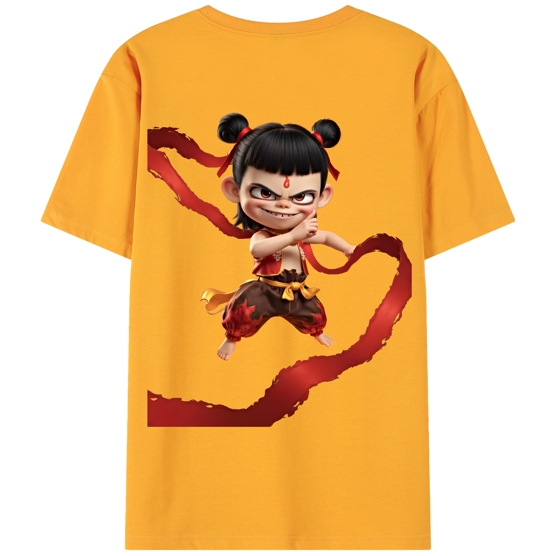 （画像用） Ne Zha 2 ナタ 魔童の大暴れ 綿100％ メンズ半袖Tシャツ（バックプリント） 通気性
