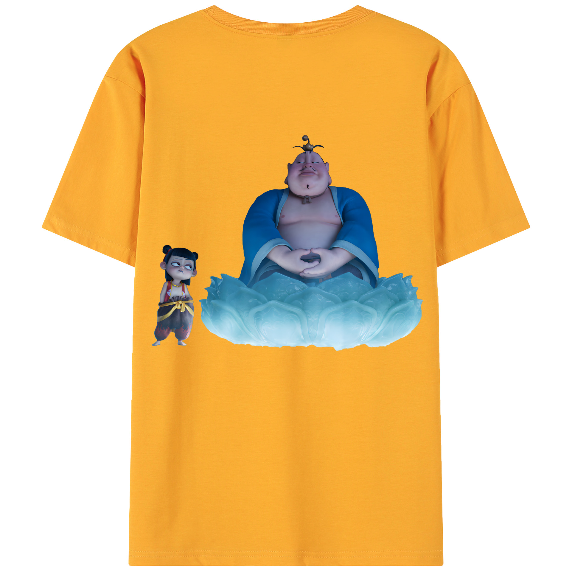 （画像用） Ne Zha 2 ナタ 魔童の大暴れ 綿100％ メンズ半袖Tシャツ（バックプリント） 通気性