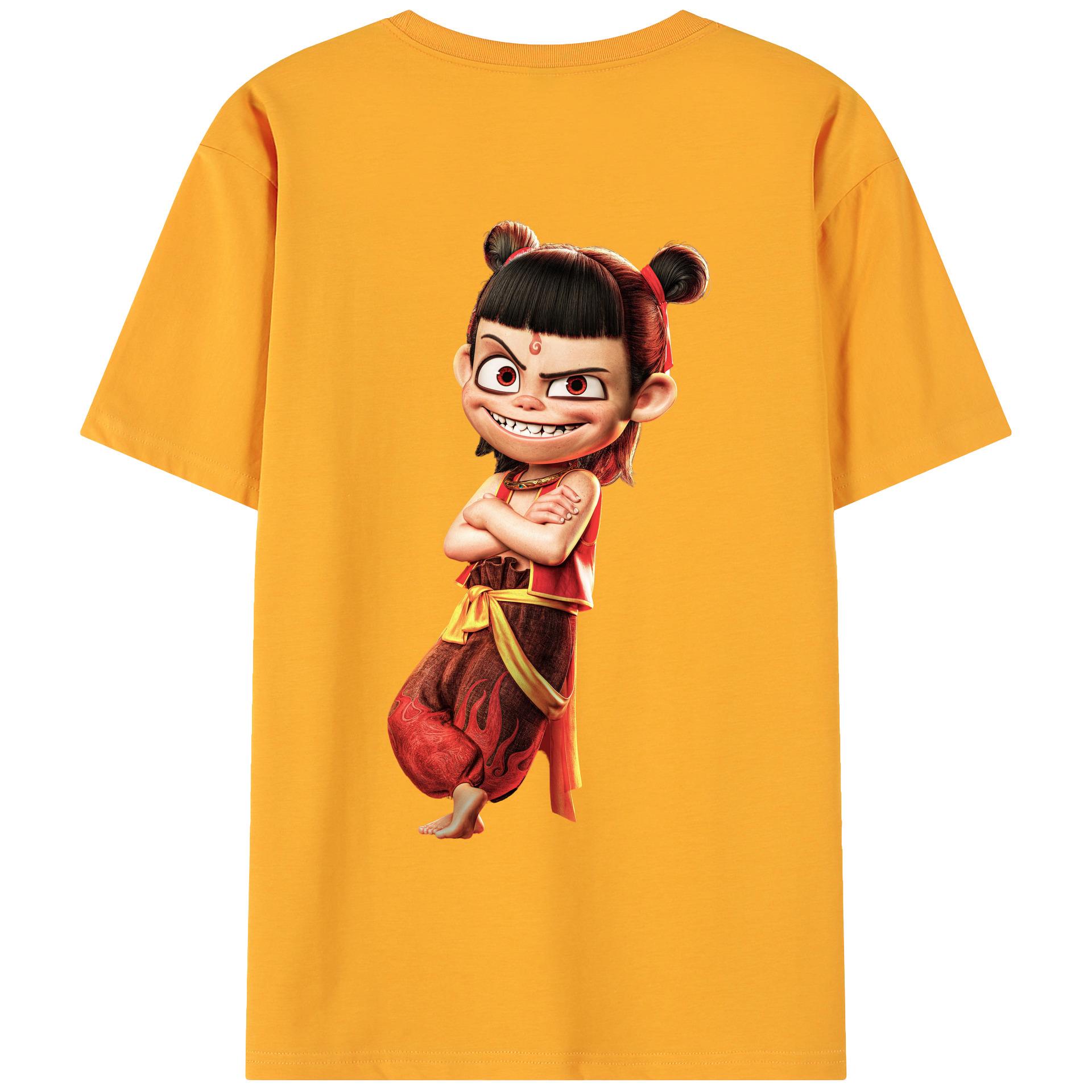 （画像用） Ne Zha 2 ナタ 魔童の大暴れ 綿100％ メンズ半袖Tシャツ（バックプリント） 通気性