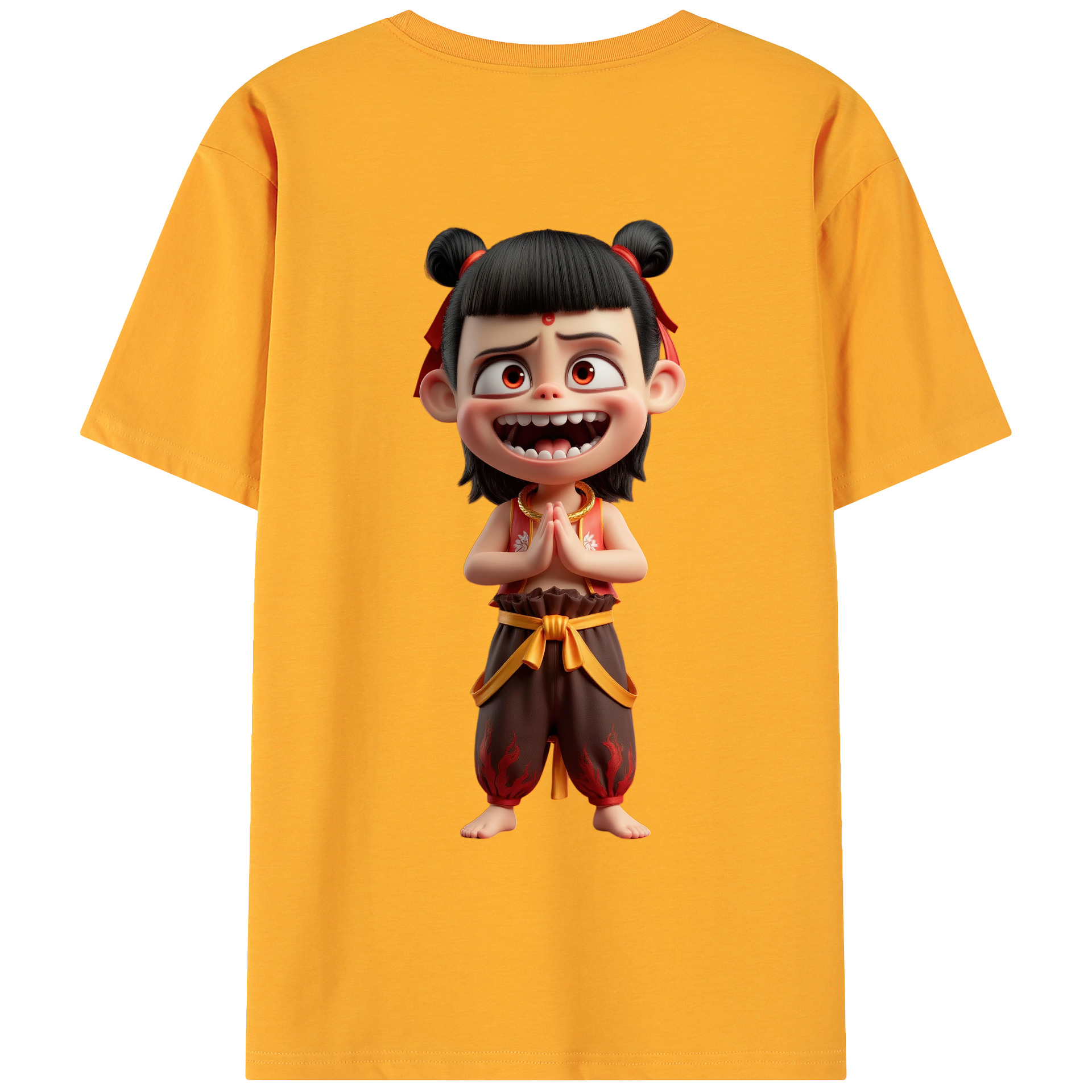 （画像用） Ne Zha 2 ナタ 魔童の大暴れ 綿100％ メンズ半袖Tシャツ（バックプリント） 通気性