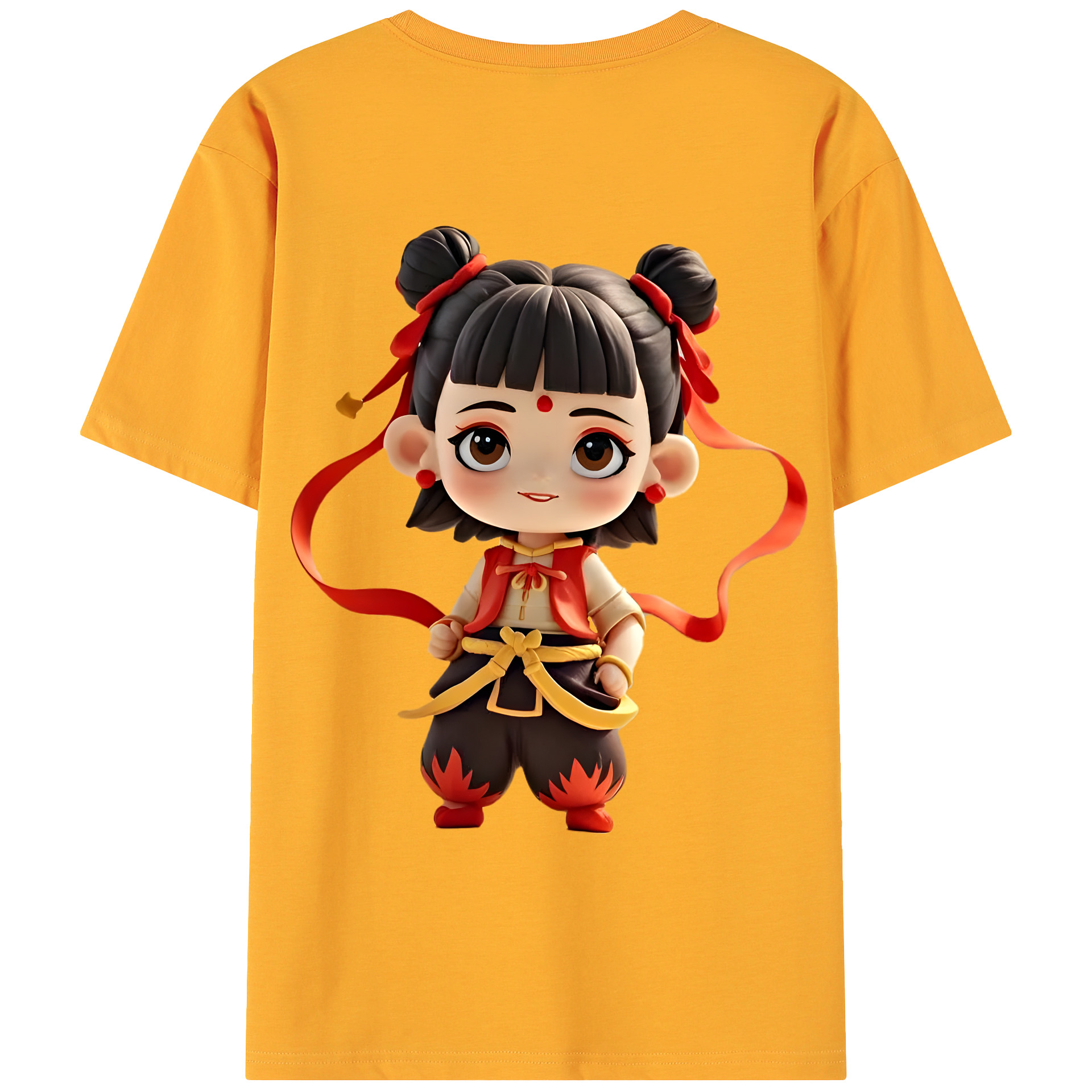 （画像用） Ne Zha 2 ナタ 魔童の大暴れ 綿100％ メンズ半袖Tシャツ（バックプリント） 通気性