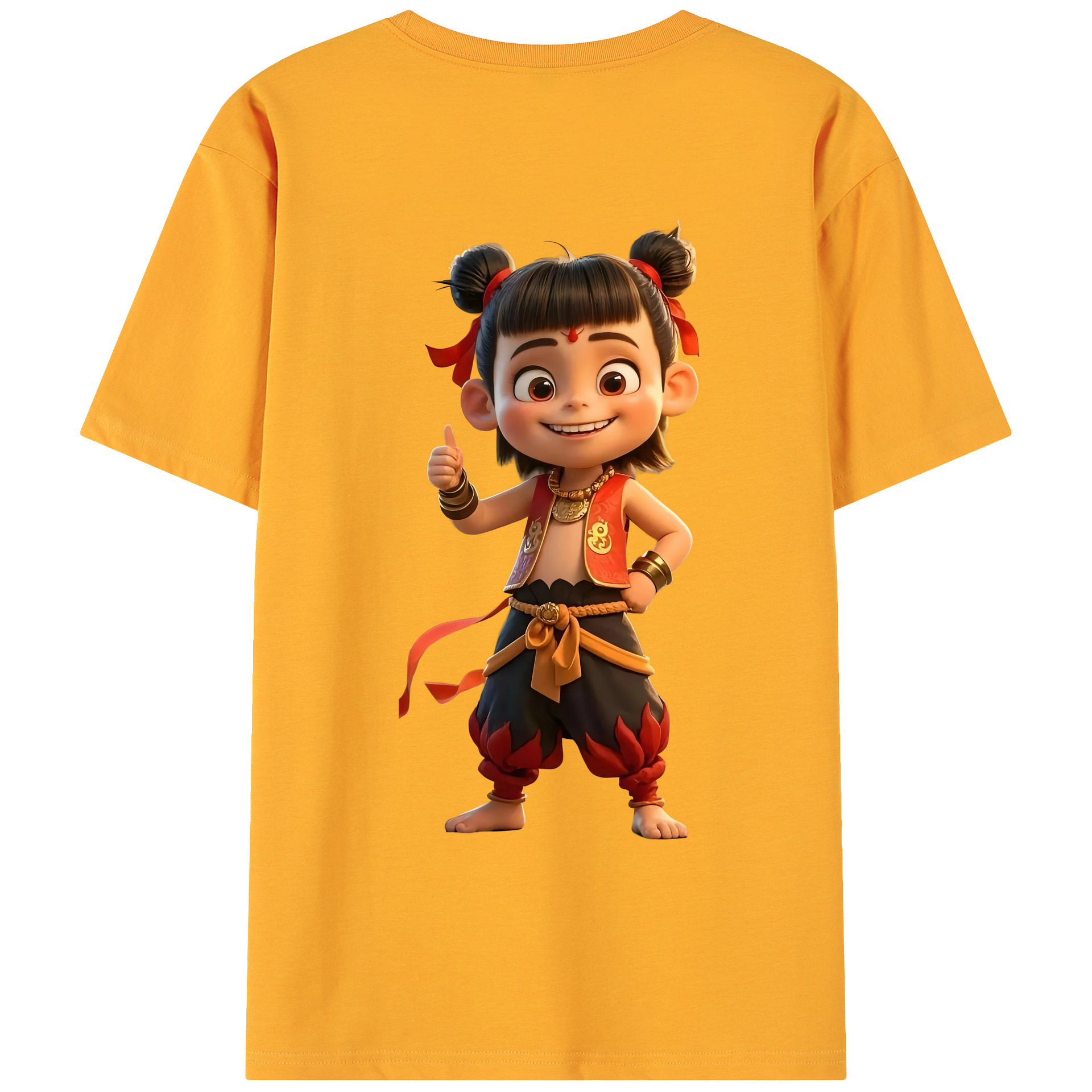 （画像用） Ne Zha 2 ナタ 魔童の大暴れ 綿100％ メンズ半袖Tシャツ（バックプリント） 通気性