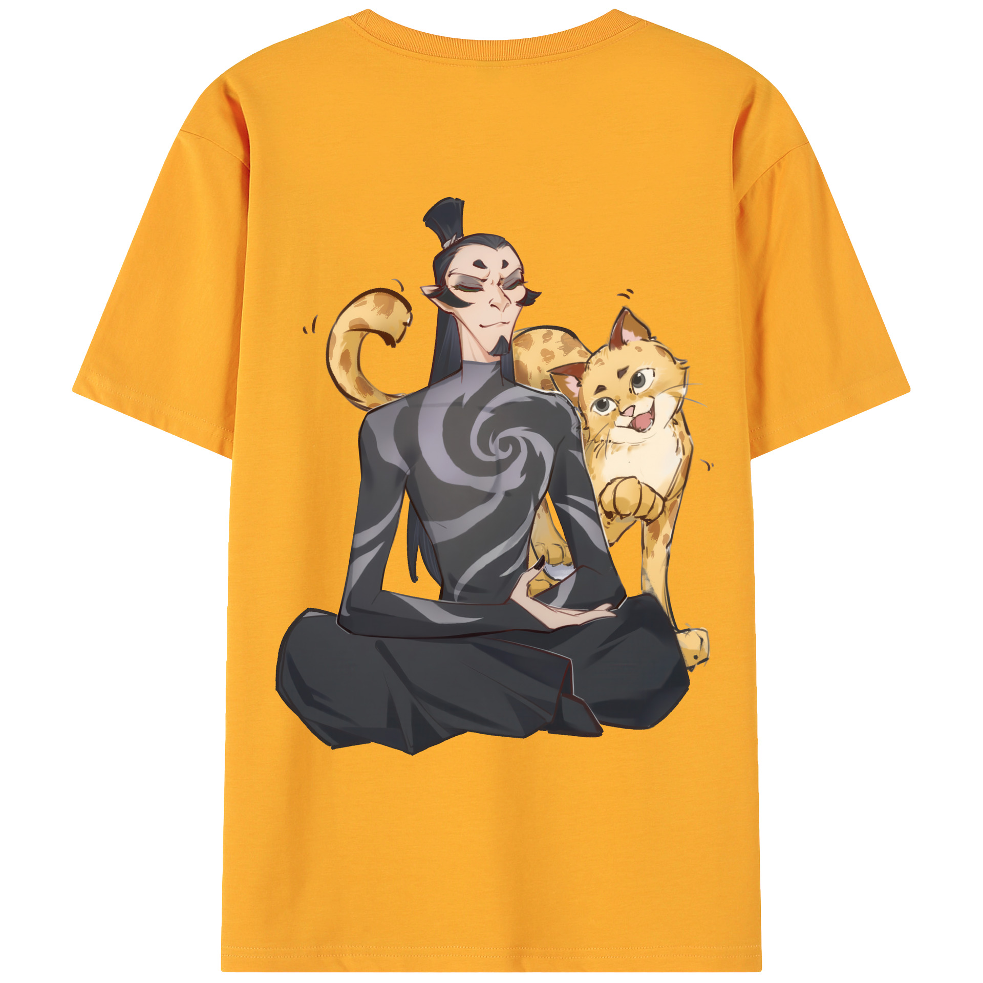 （画像用） Ne Zha 2 ナタ 魔童の大暴れ 綿100％ メンズ半袖Tシャツ（バックプリント） 通気性