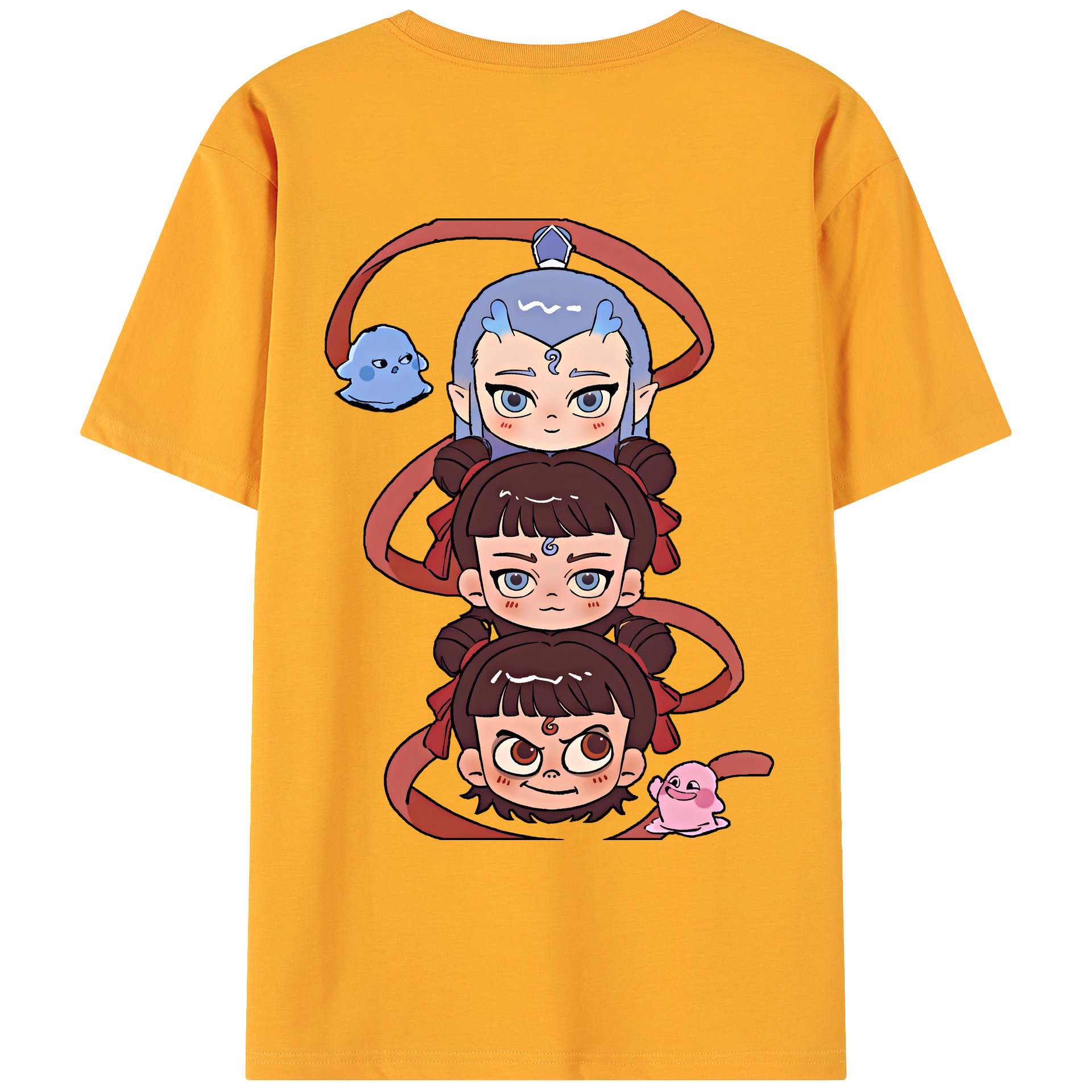 （画像用） Ne Zha 2 ナタ 魔童の大暴れ 綿100％ メンズ半袖Tシャツ（バックプリント） 通気性