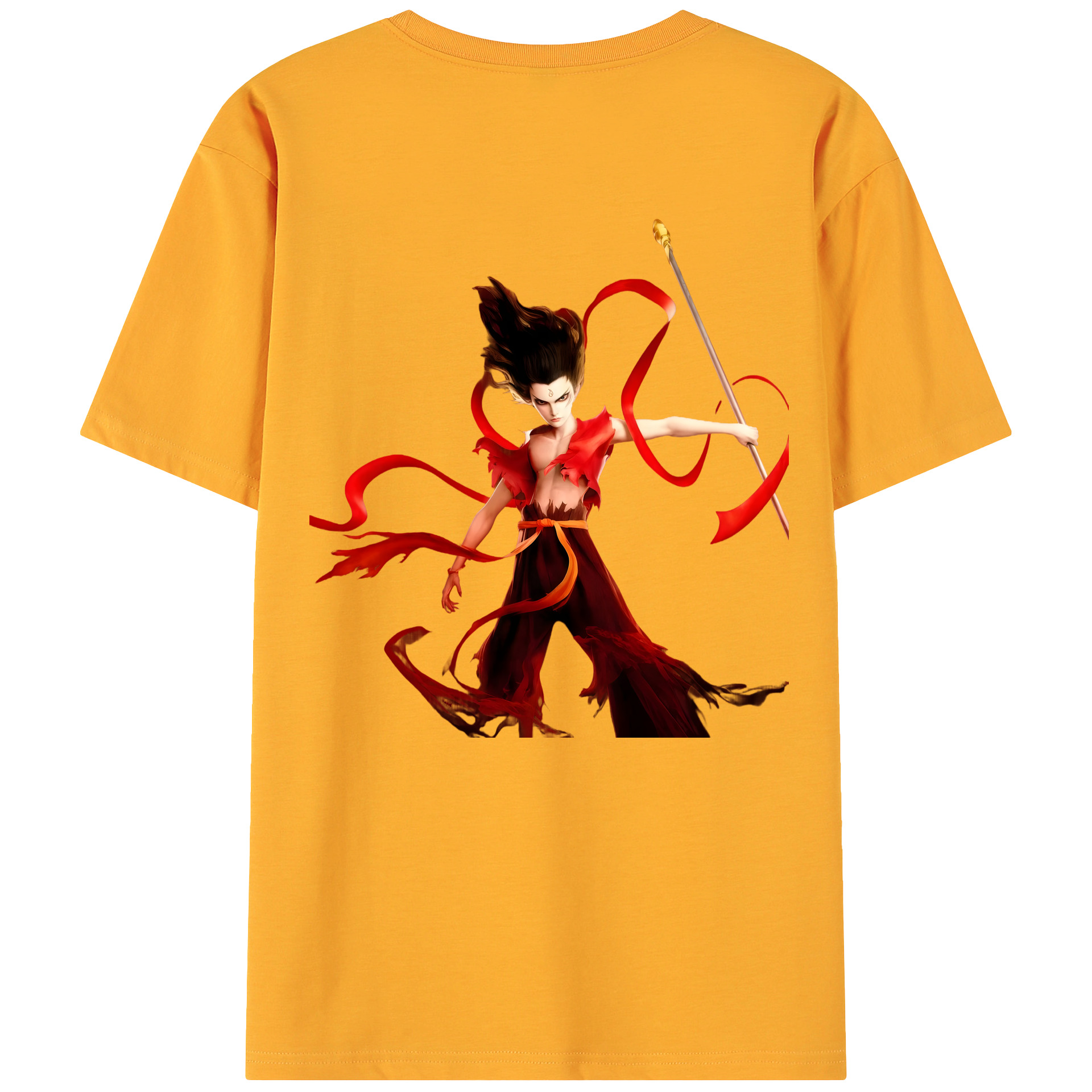 （画像用） Ne Zha 2 ナタ 魔童の大暴れ 綿100％ メンズ半袖Tシャツ（バックプリント） 通気性