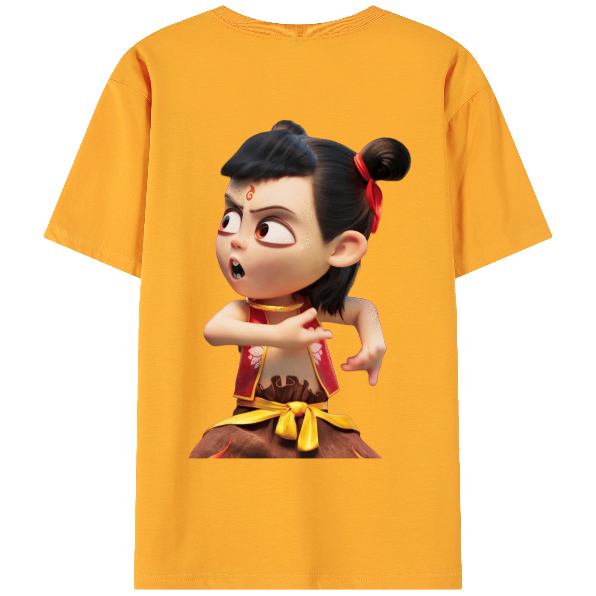 （画像用） Ne Zha 2 ナタ 魔童の大暴れ 綿100％ メンズ半袖Tシャツ（バックプリント） 通気性