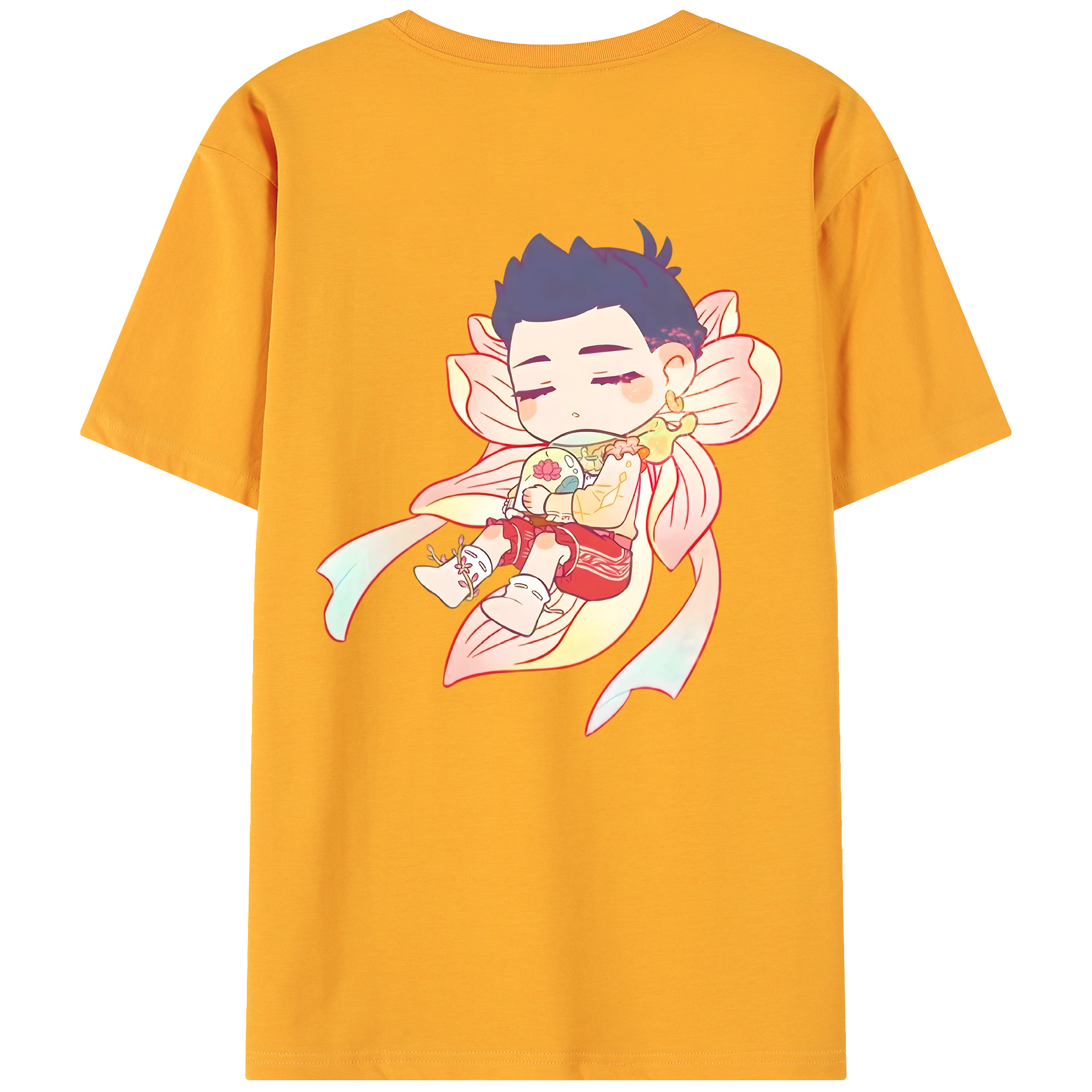 （画像用） Ne Zha 2 ナタ 魔童の大暴れ 綿100％ メンズ半袖Tシャツ（バックプリント） 通気性