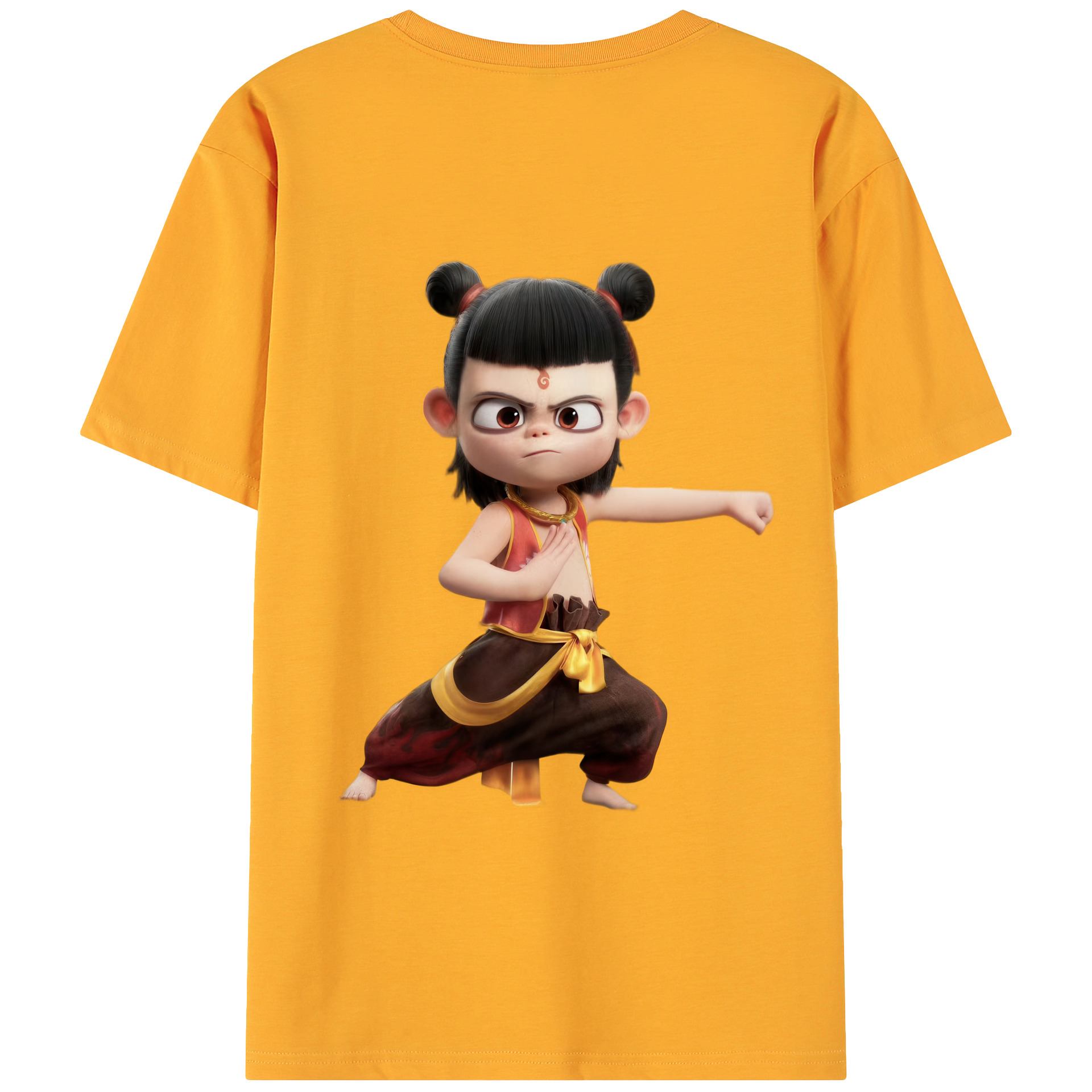 （画像用） Ne Zha 2 ナタ 魔童の大暴れ 綿100％ メンズ半袖Tシャツ（バックプリント） 通気性