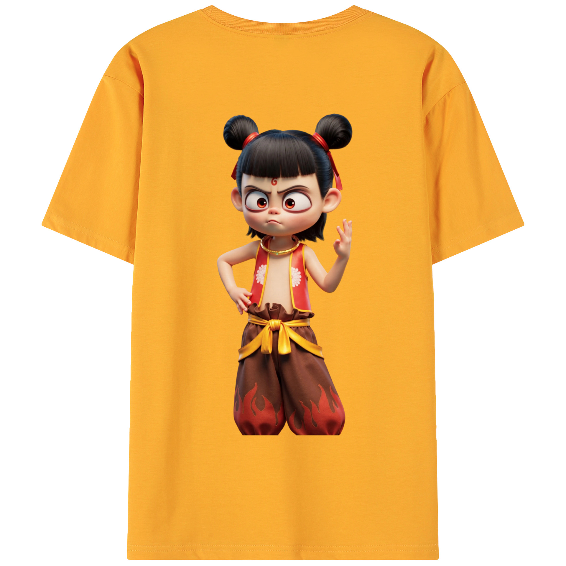 （画像用） Ne Zha 2 ナタ 魔童の大暴れ 綿100％ メンズ半袖Tシャツ（バックプリント） 通気性