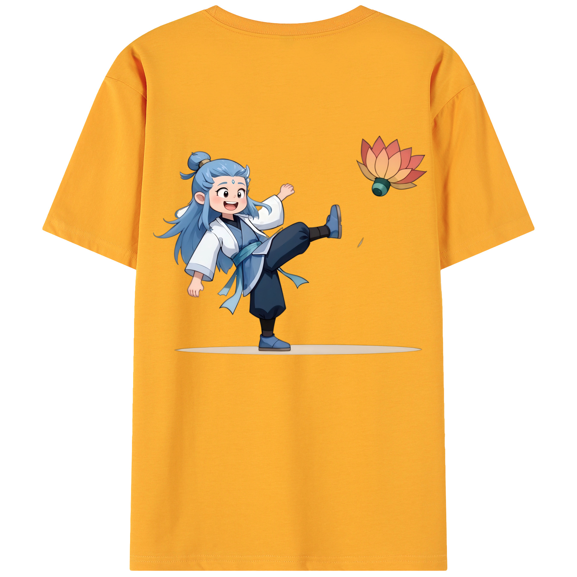 （画像用） Ne Zha 2 ナタ 魔童の大暴れ 綿100％ メンズ半袖Tシャツ（バックプリント） 通気性