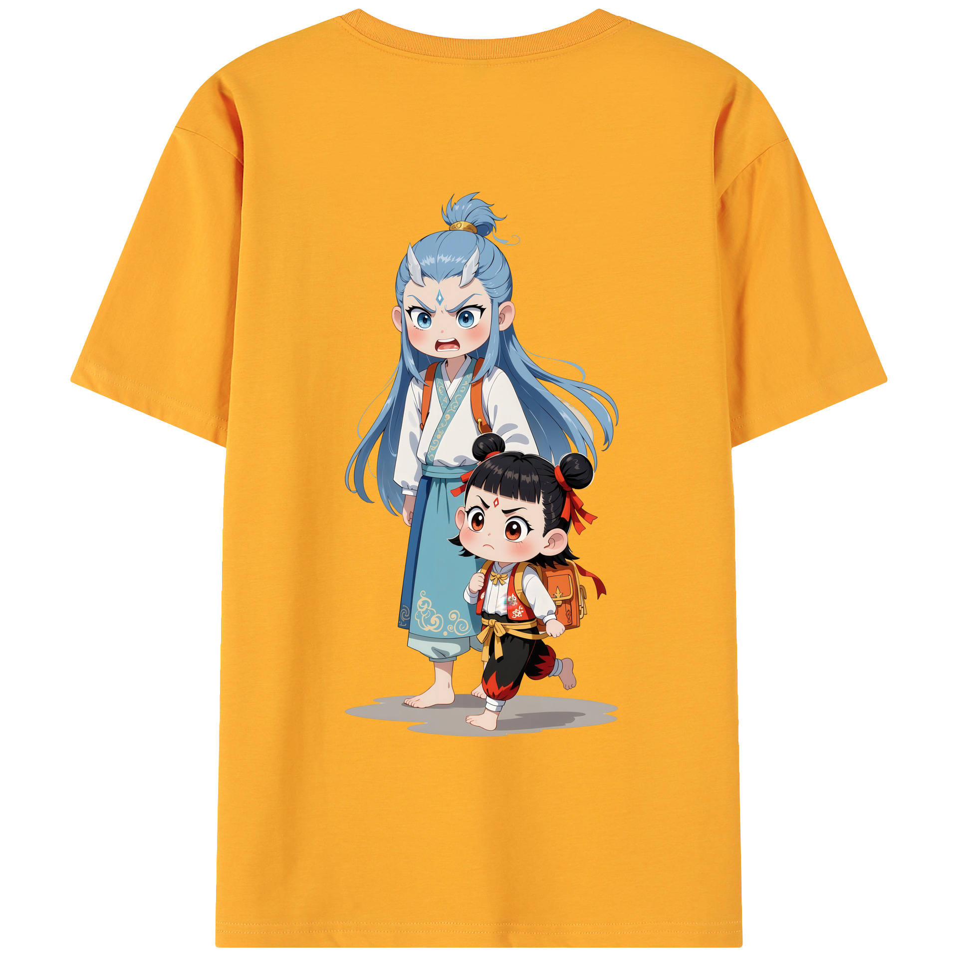 （画像用） Ne Zha 2 ナタ 魔童の大暴れ 綿100％ メンズ半袖Tシャツ（バックプリント） 通気性