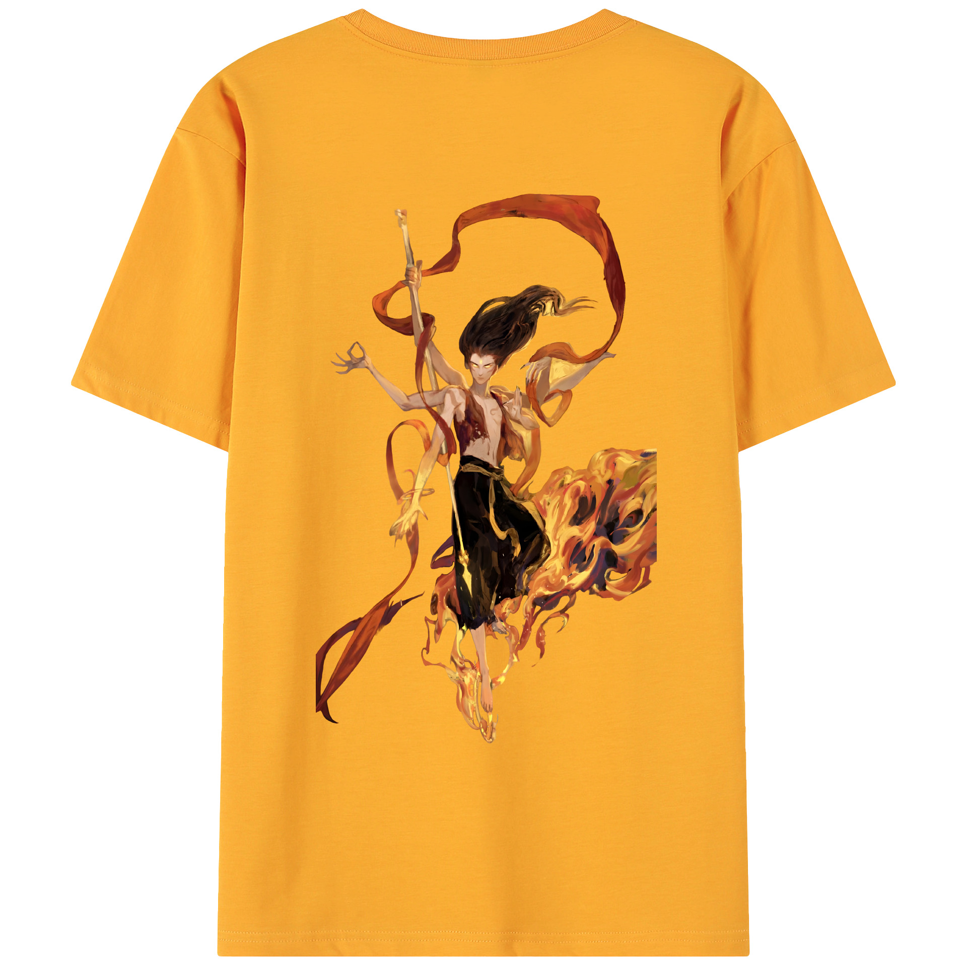 （画像用） Ne Zha 2 ナタ 魔童の大暴れ 綿100％ メンズ半袖Tシャツ（バックプリント） 通気性