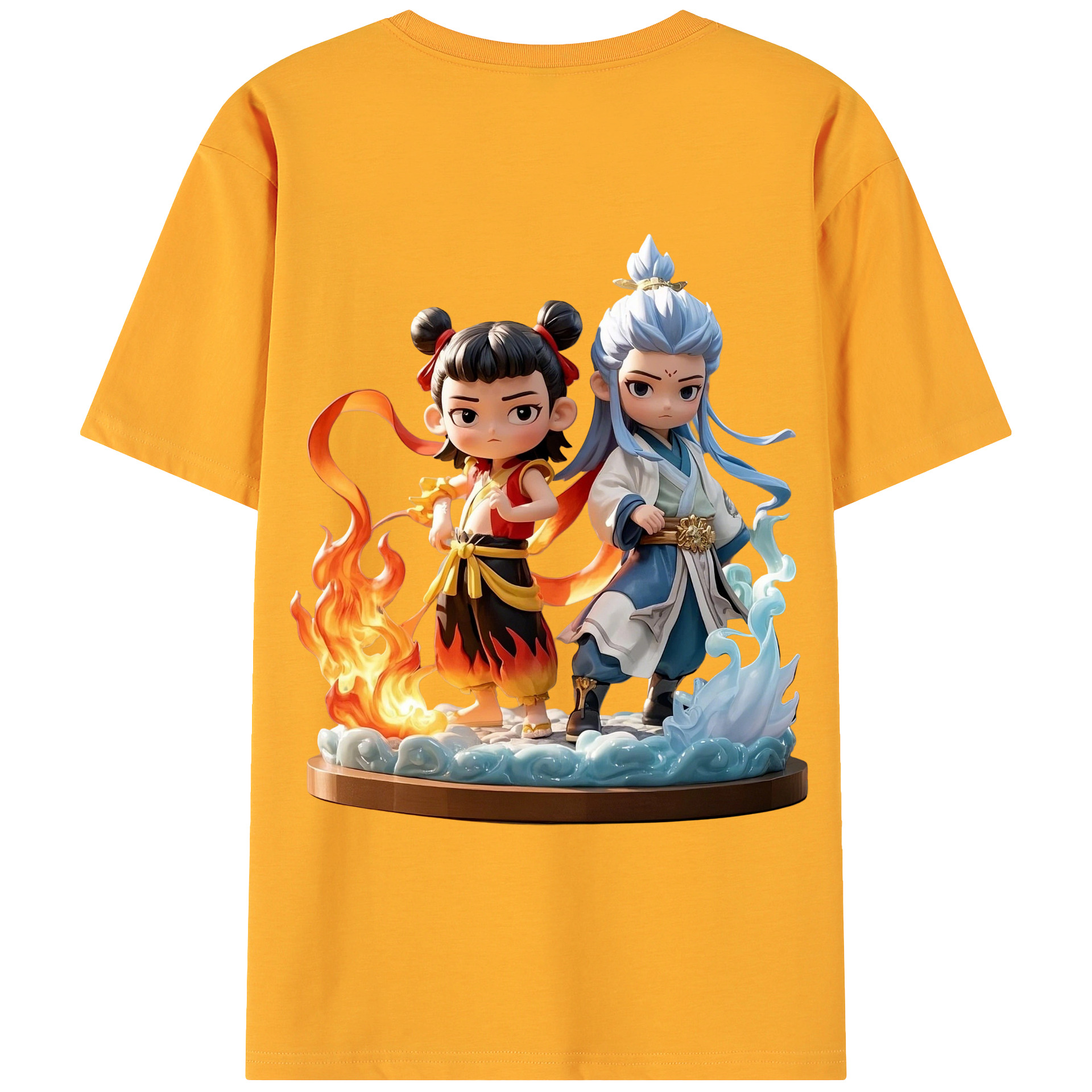 （画像用） Ne Zha 2 ナタ 魔童の大暴れ 綿100％ メンズ半袖Tシャツ（バックプリント） 通気性