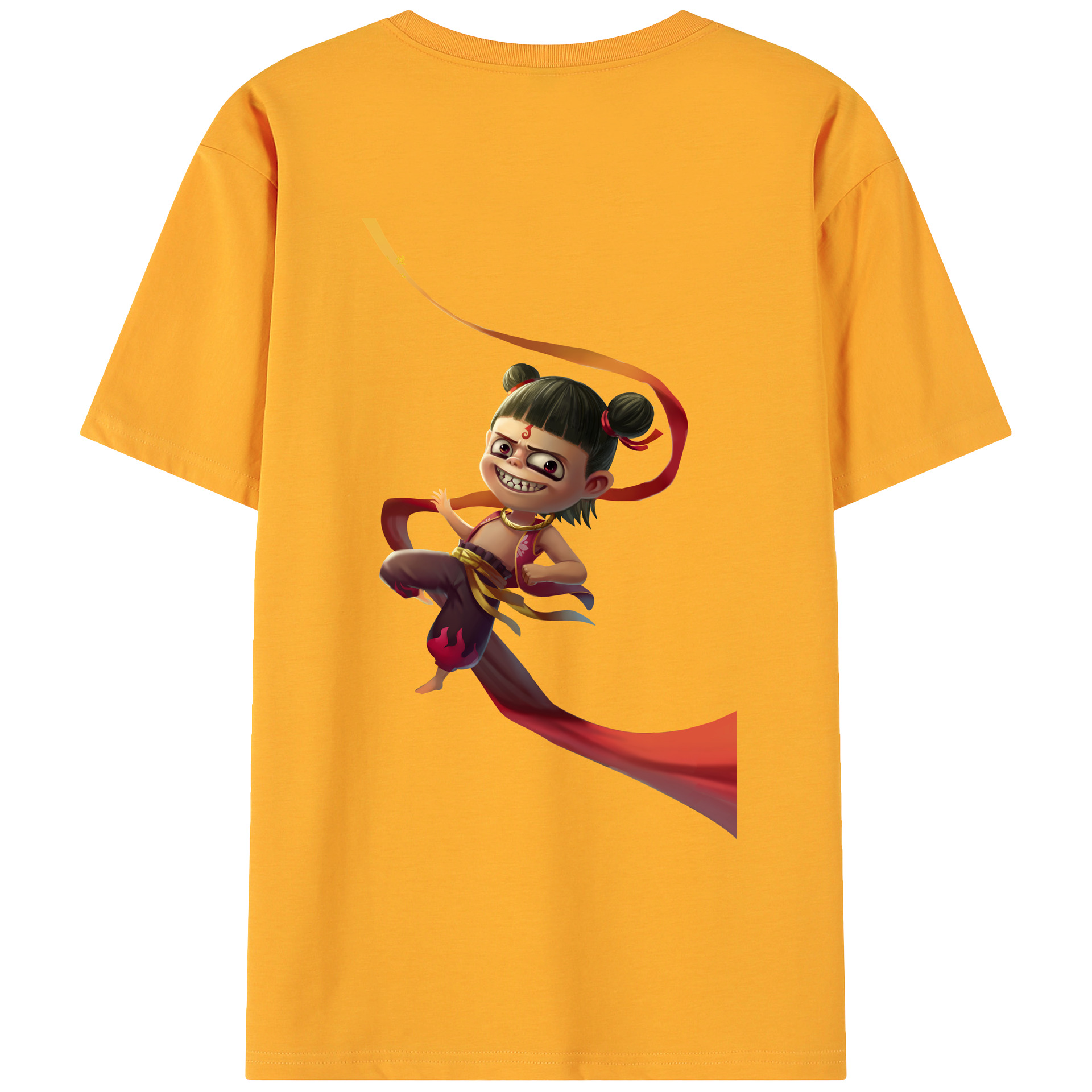 （画像用） Ne Zha 2 ナタ 魔童の大暴れ 綿100％ メンズ半袖Tシャツ（バックプリント） 通気性