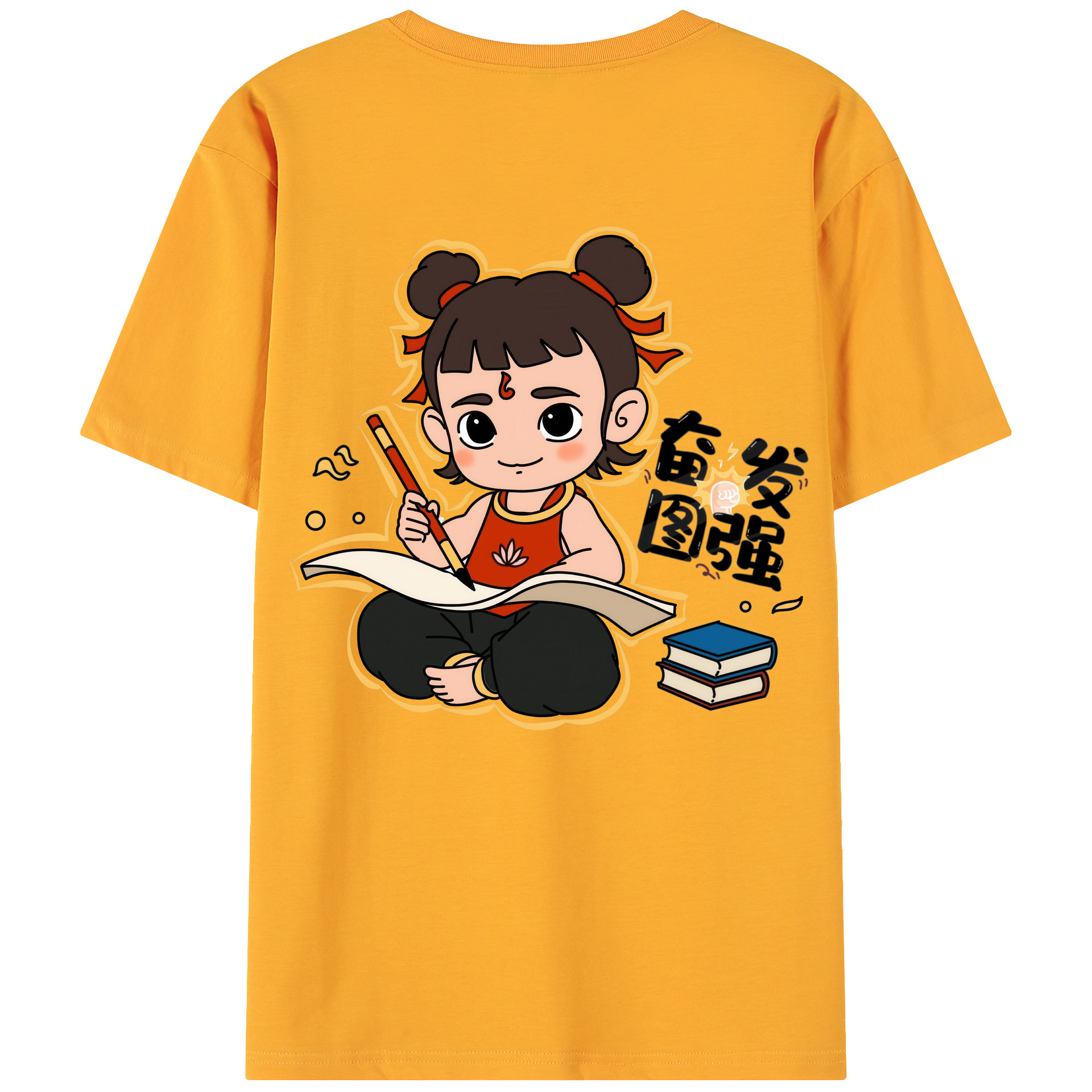 （画像用） Ne Zha 2 ナタ 魔童の大暴れ 綿100％ メンズ半袖Tシャツ（バックプリント） 通気性
